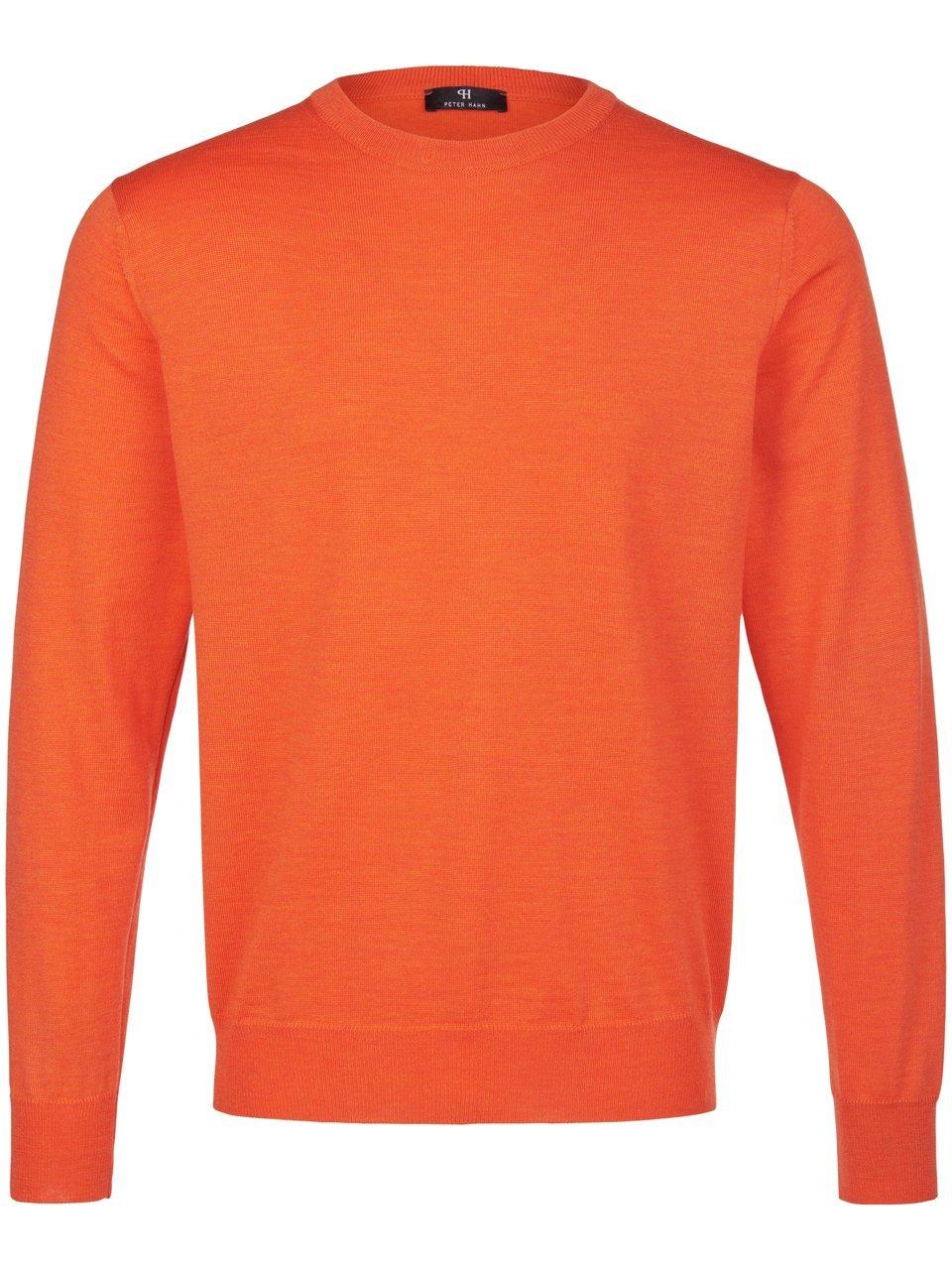 Trui 100% scheerwol ronde hals Van Peter Hahn oranje