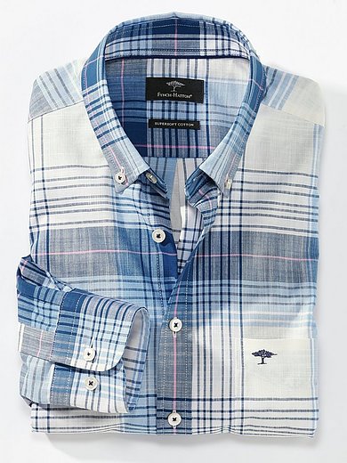 Fynch Hatton - Skjorte button-down-krave Indigo/hvid