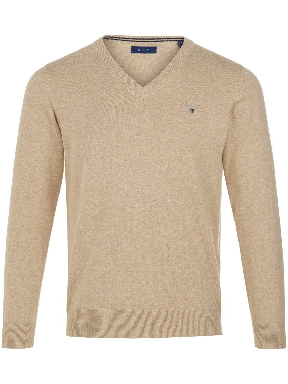 Trui 100% katoen V-hals Van GANT beige