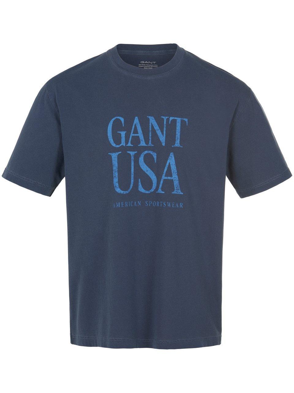 Shirt ronde hals 100% katoen Van GANT blauw