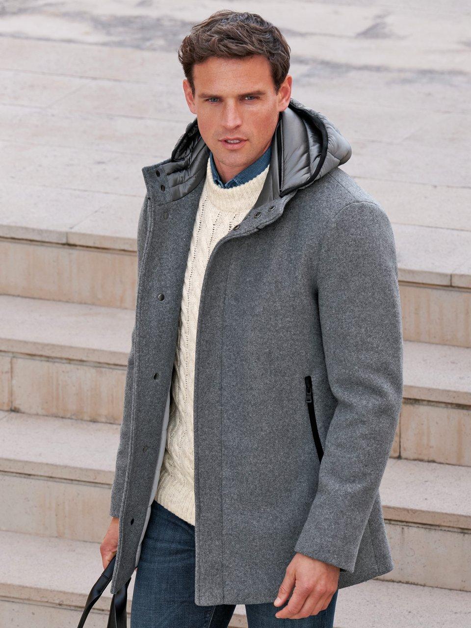 Milestone Le manteau court en laine coupe lanc e gris