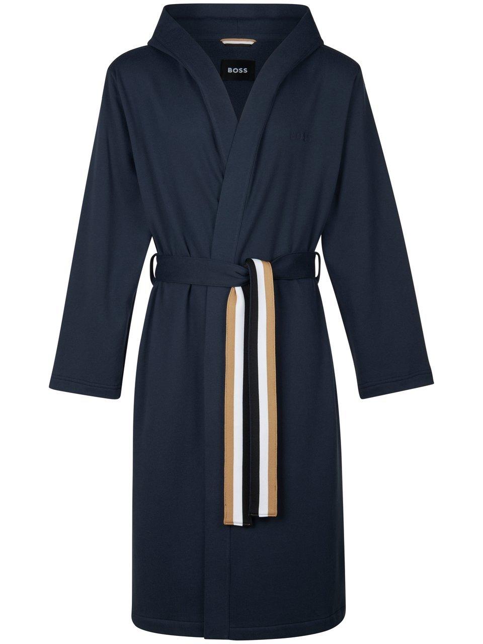BOSS Iconic French Terry Robe - heren badjas (middeldik) - donkerblauw - Maat: M