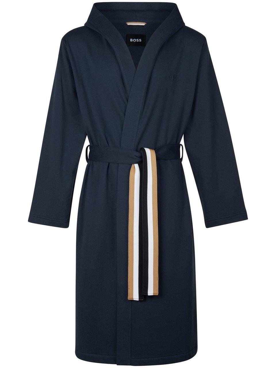 BOSS Iconic French Terry Robe - heren badjas (middeldik) - donkerblauw - Maat: L