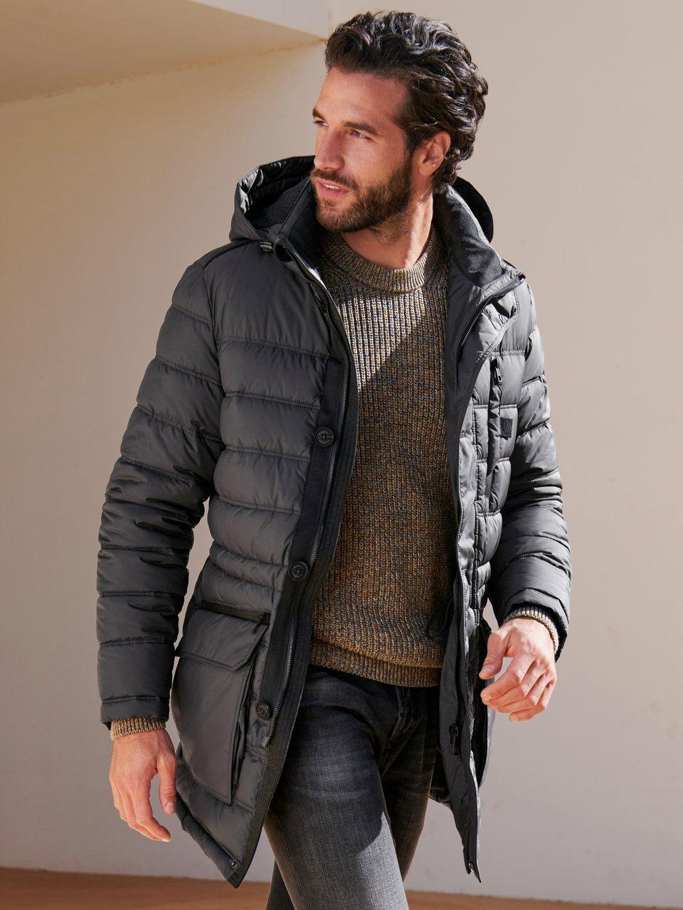 Manteau Hiver Matelassé pour Homme avec capuche à fourrure et poches larges  côté