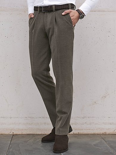 Eurex by Brax - Pleated trousers design Luis - dark beige