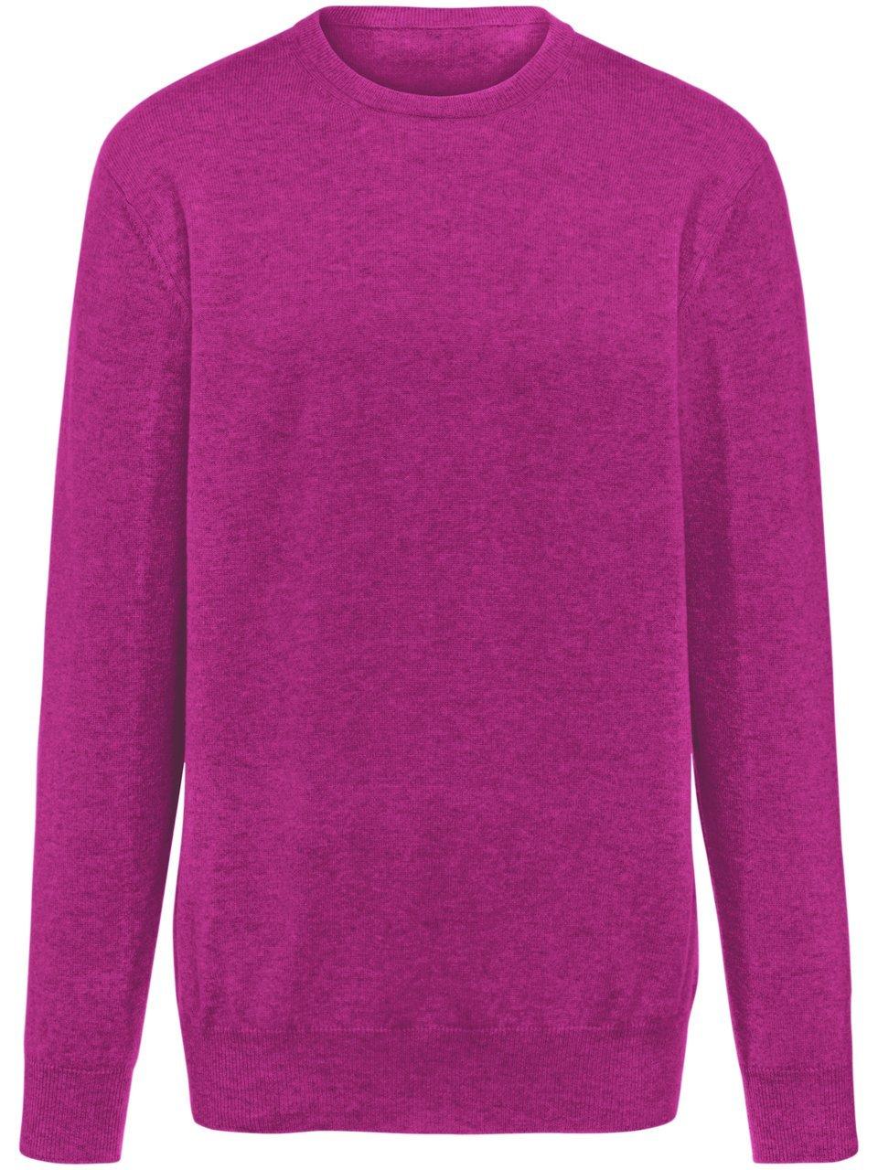 Trui ronde hals en boorden in ribsteek Van Peter Hahn Cashmere pink