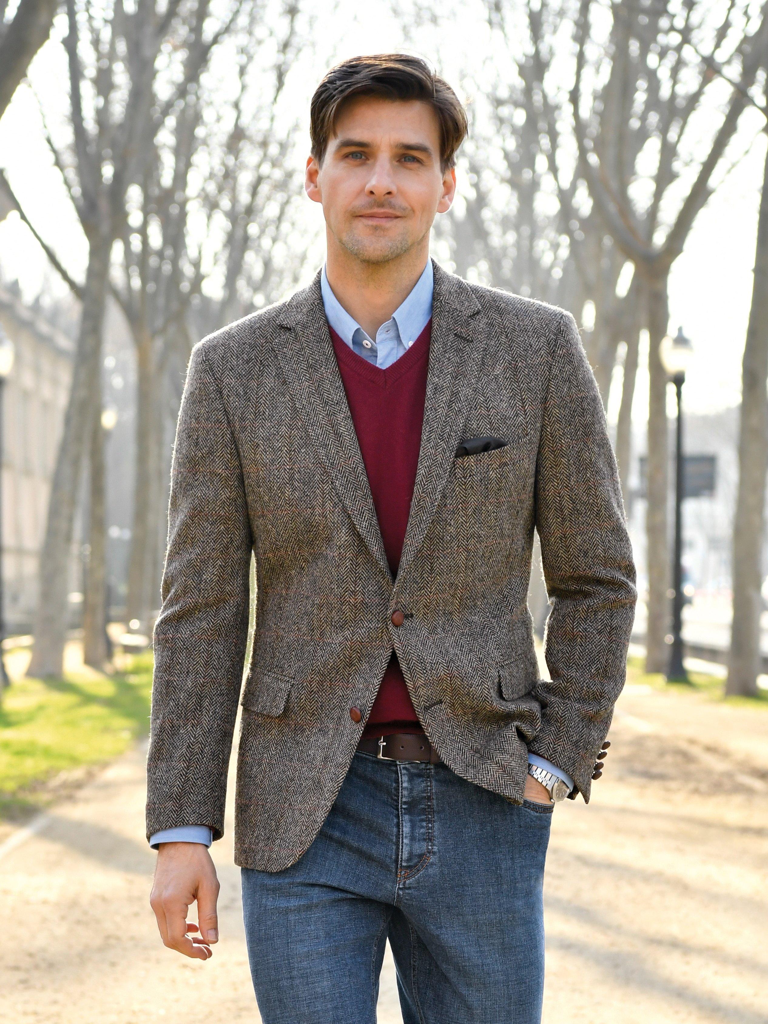 Carl Gross - Sports jacket in Harris tweed - beige/checked