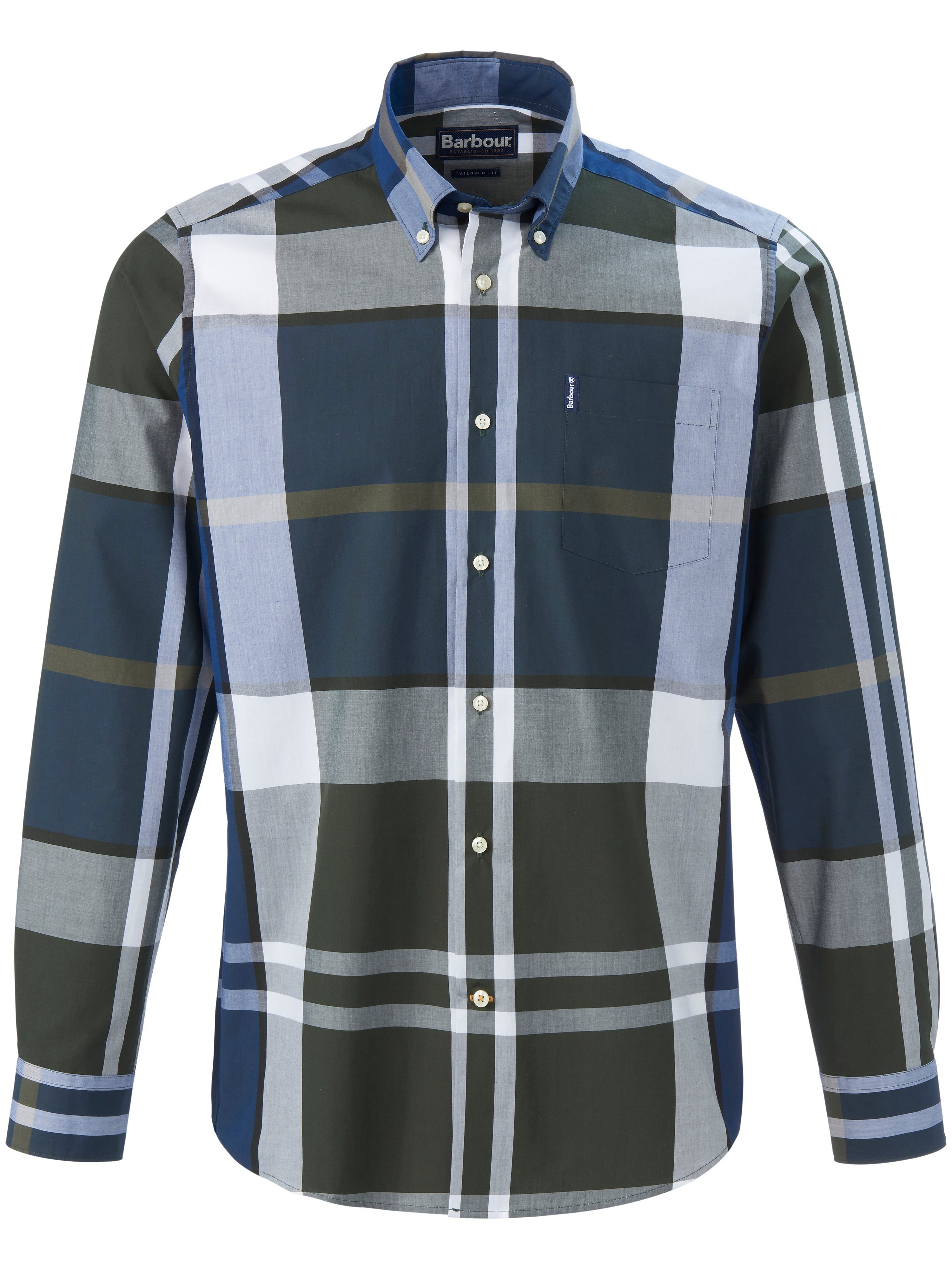 Overhemd Regular Fit 100% katoen Van Barbour blauw