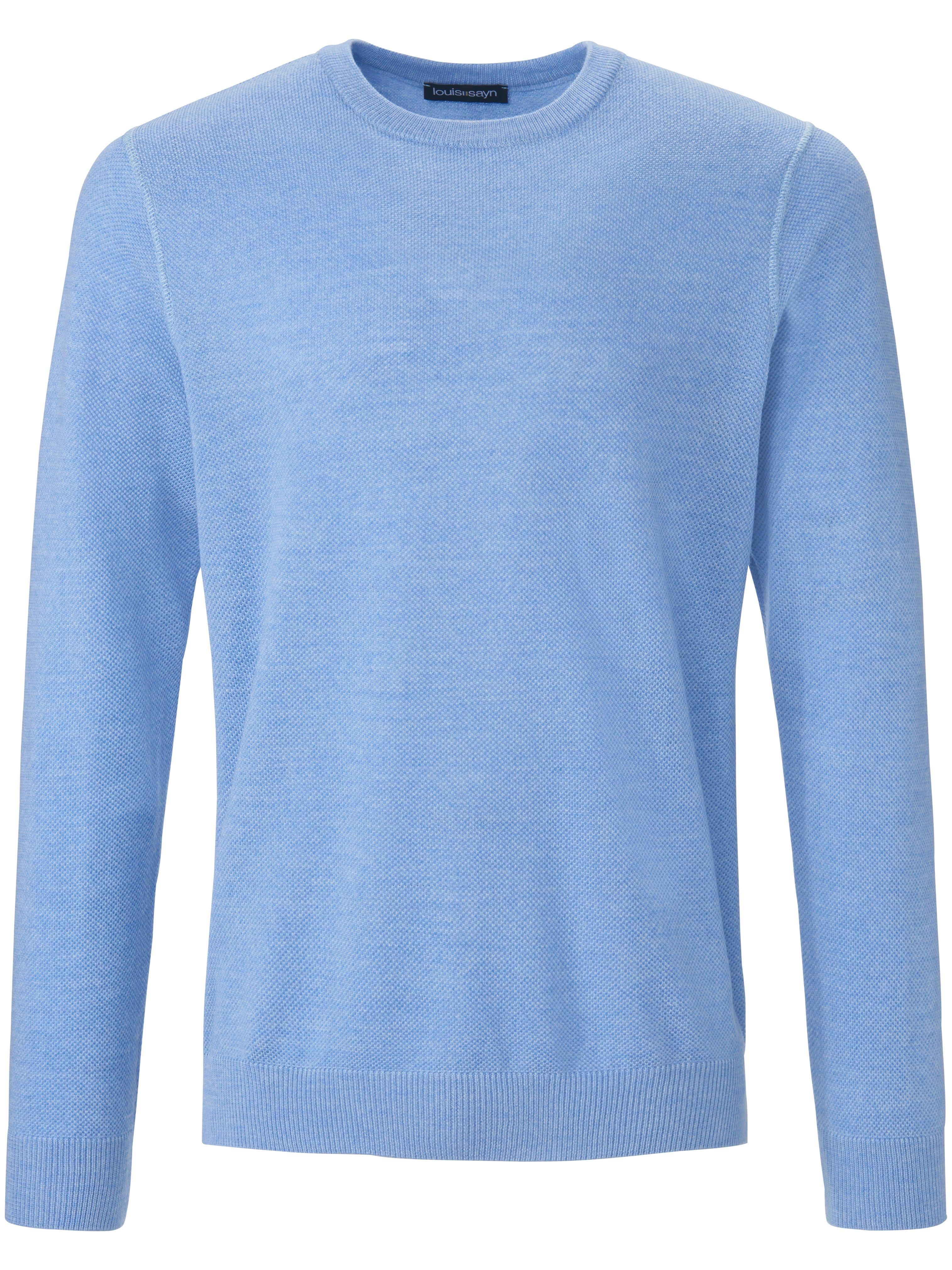 Trui 100% scheerwol ronde hals Van Louis Sayn blauw