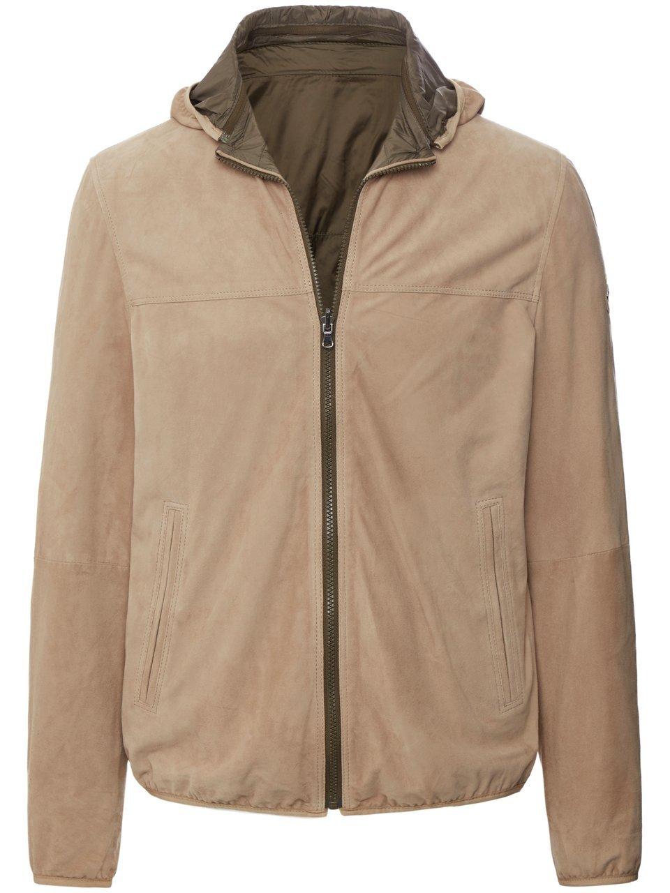 Leren blouson afneembare capuchon Van Milestone beige