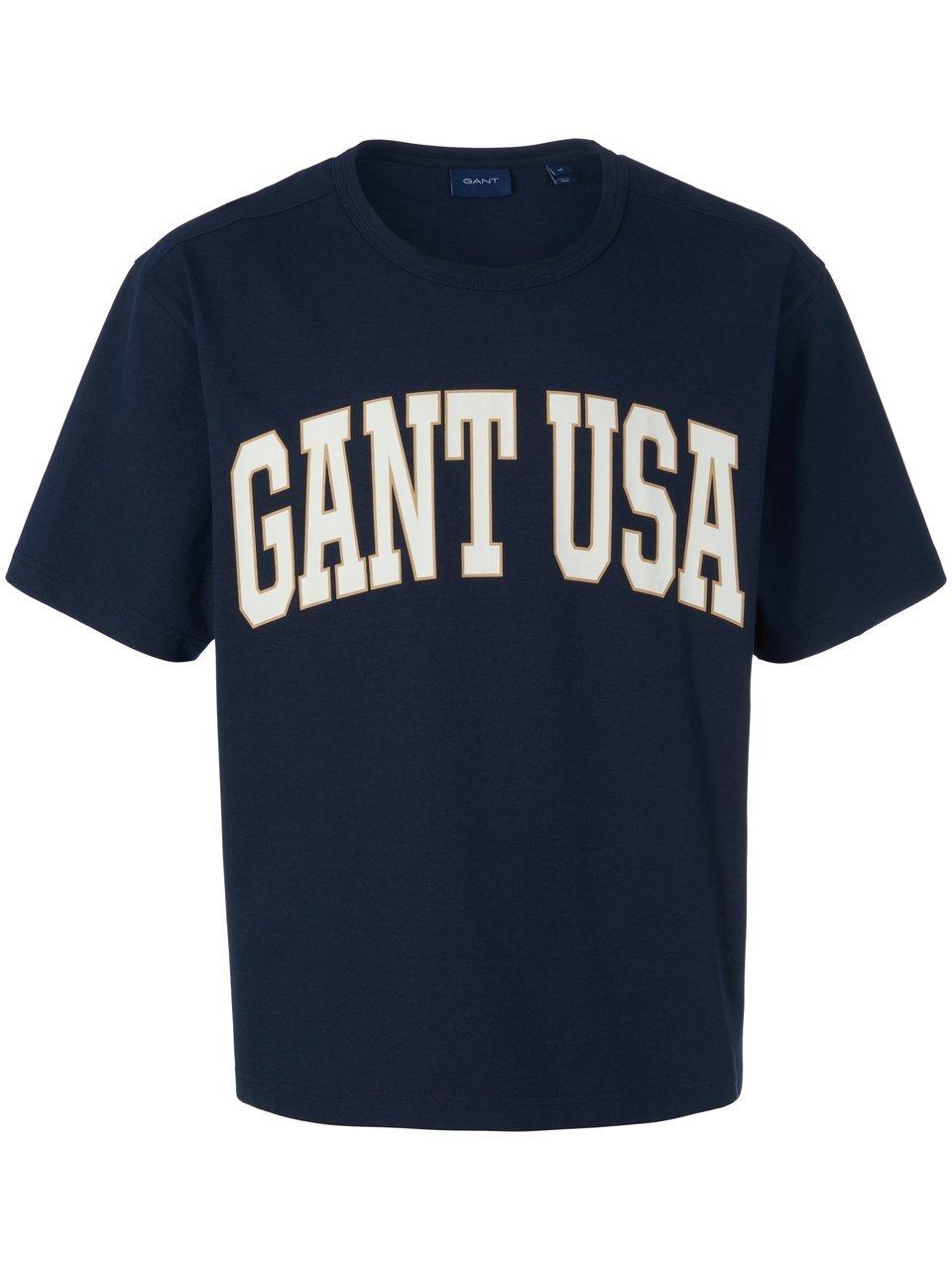 Shirt ronde hals 100% katoen Van GANT blauw