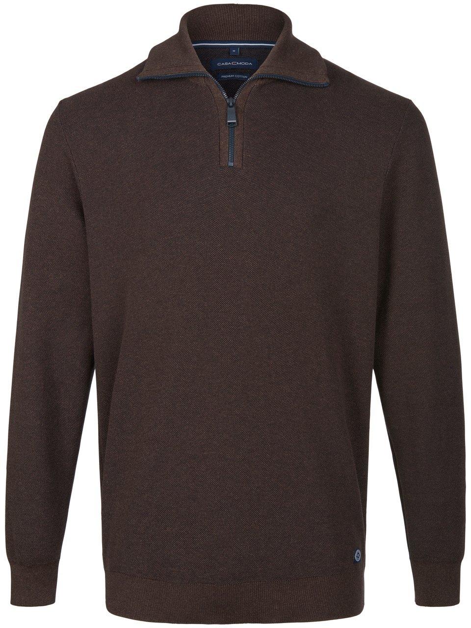 Casa Moda Halfzip Trui Bruin - Maat XL - Heren - Schipperstrui