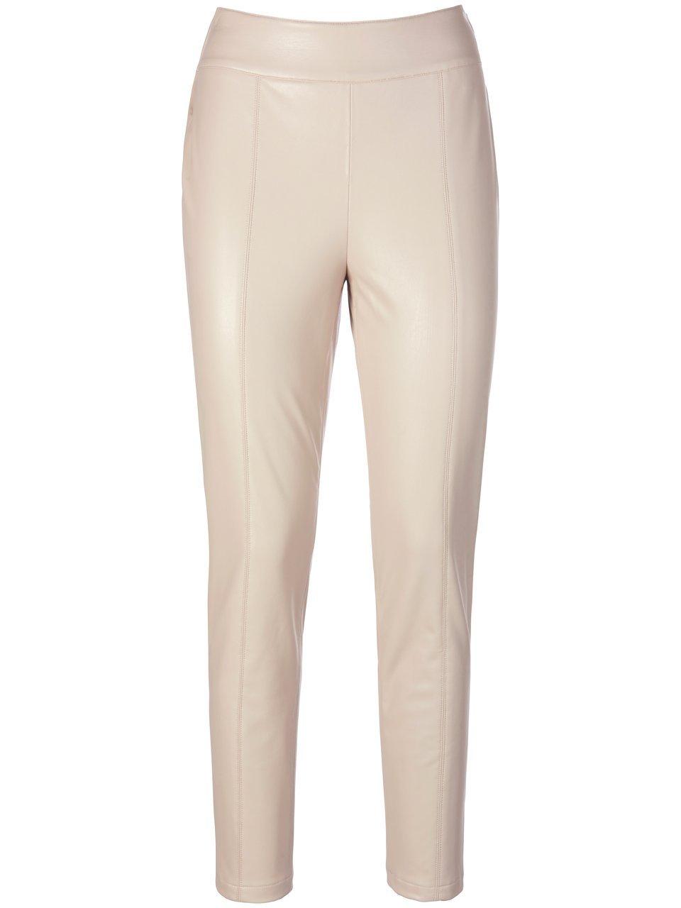 Imitatieleren broek zijsplitjes Van BASLER beige