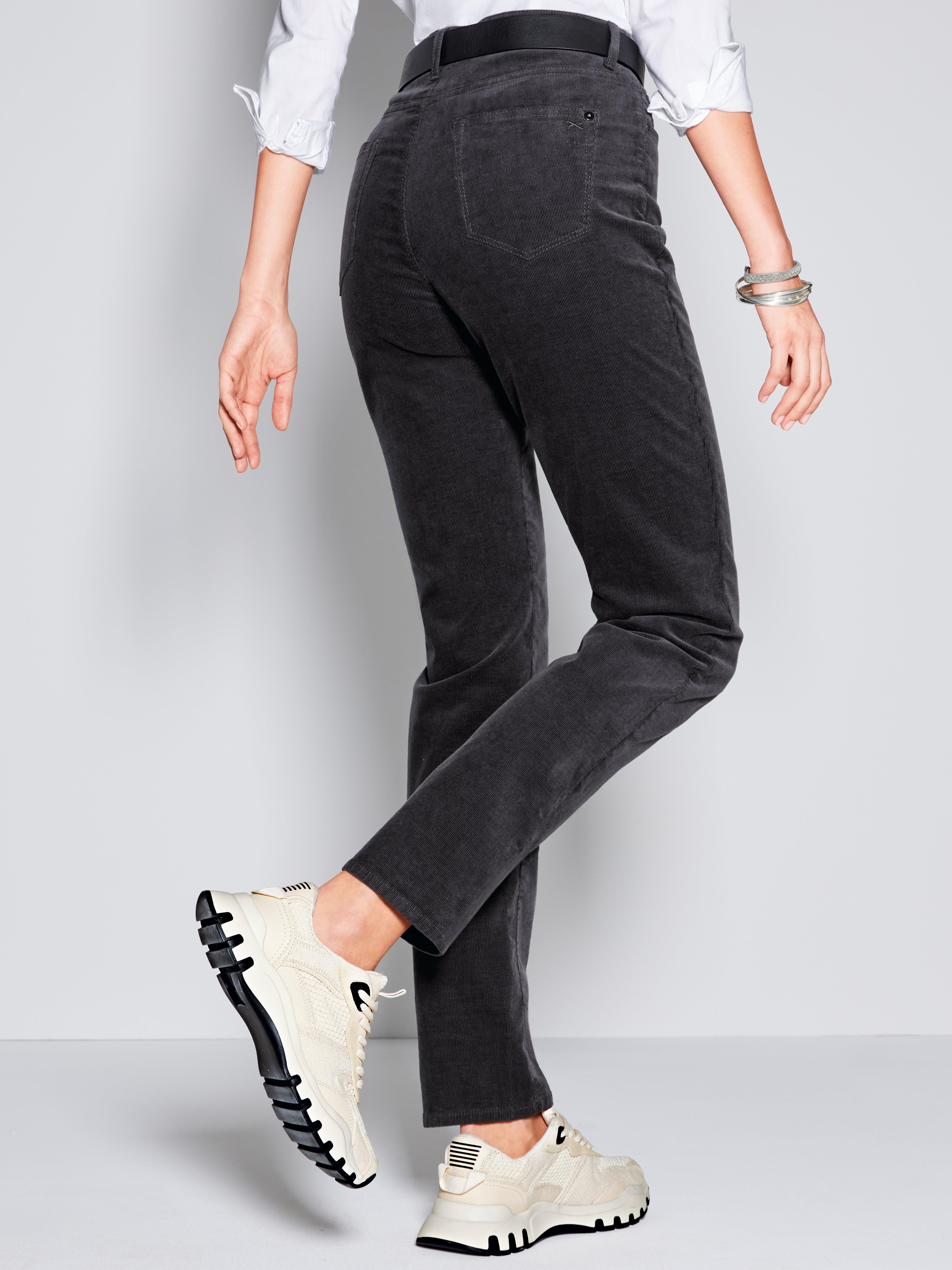 kin Suri draai Brax Feel Good - Corduroy trousers design Carola - graphite