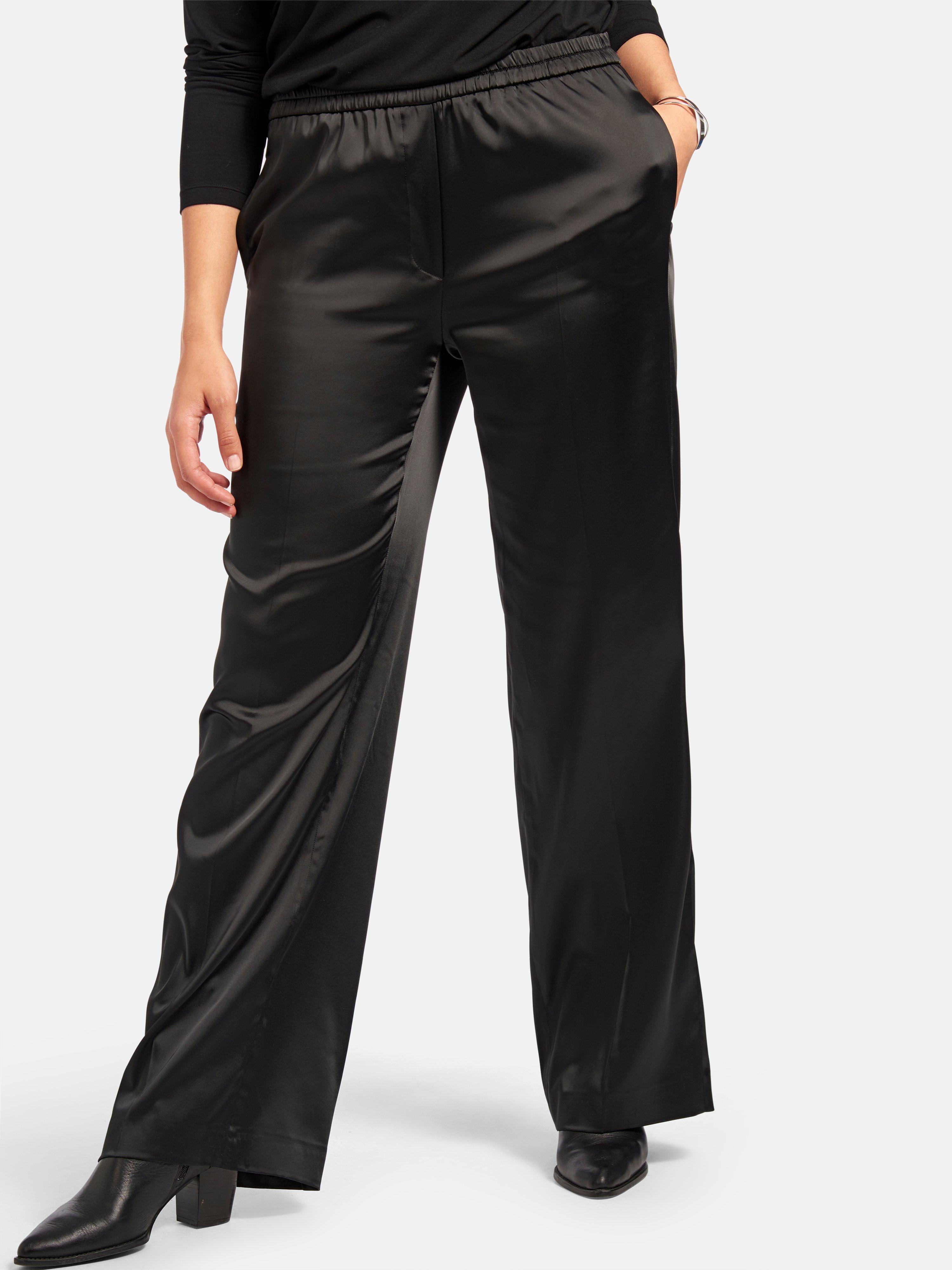 Emilia Lay - Satijnen broek met persplooien - zwart