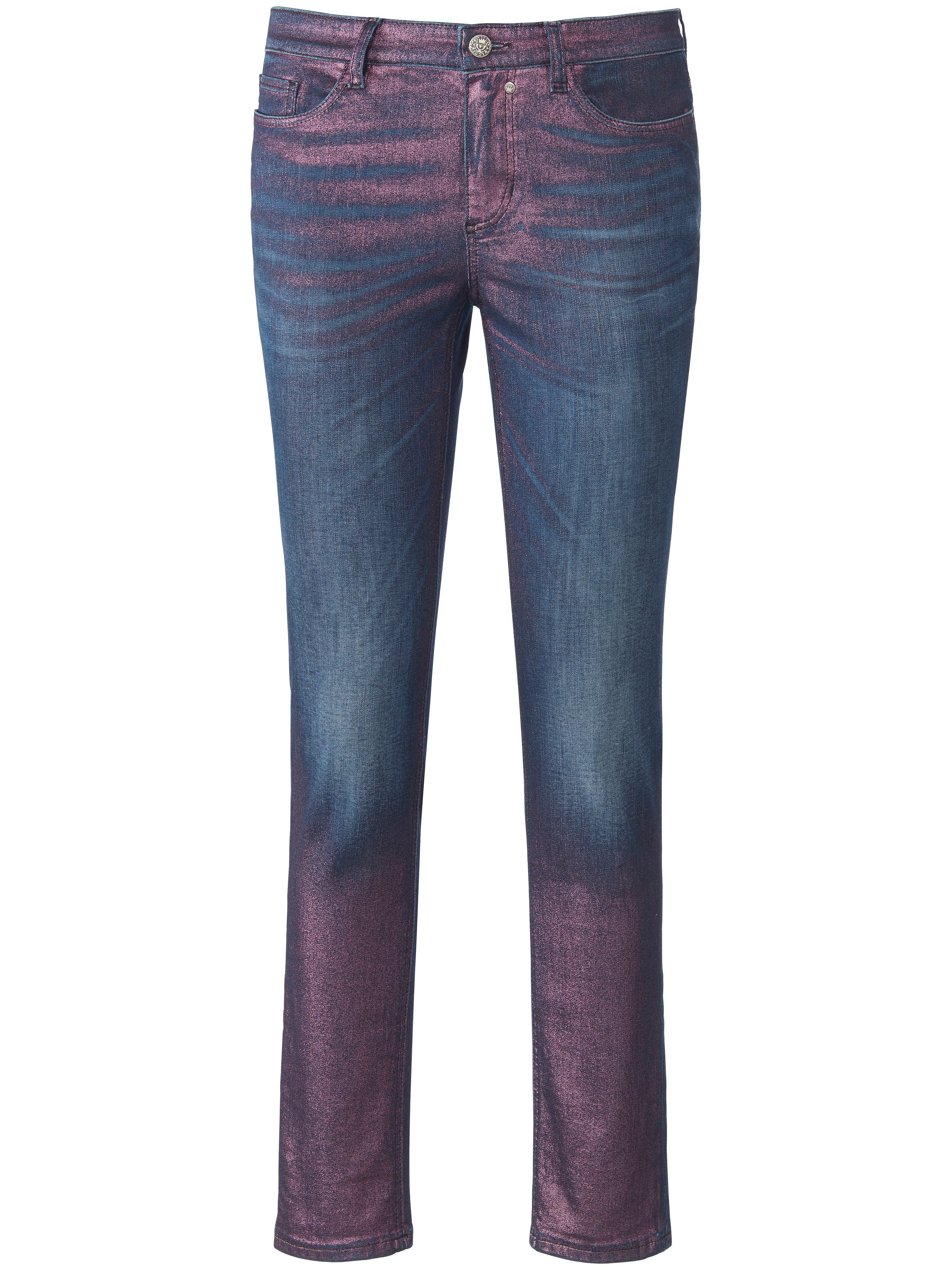 Skinny-jeans model Gill glans-coating Van Glucksmoment denim