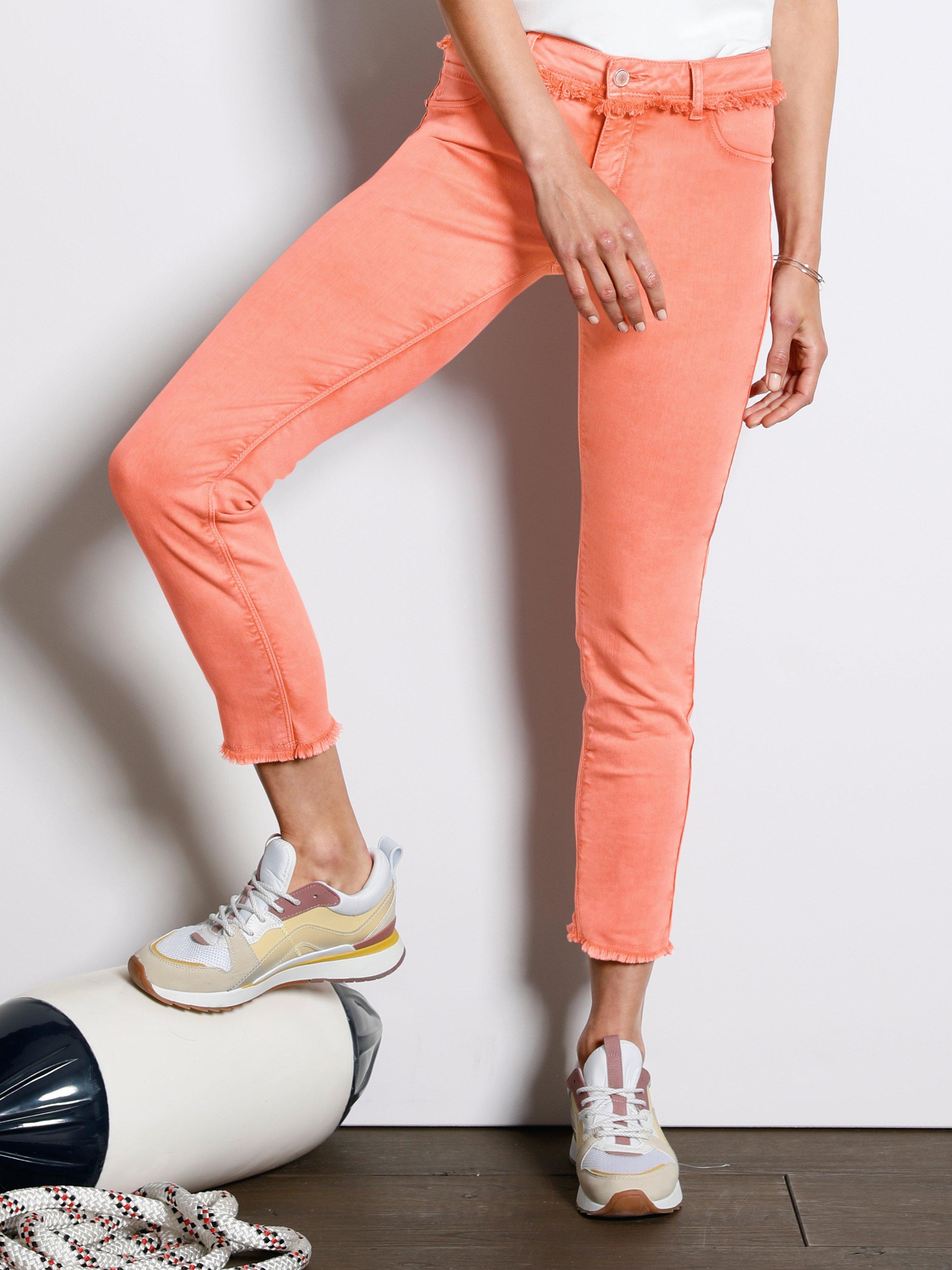Ankellange Fit-jeans - Orange denim