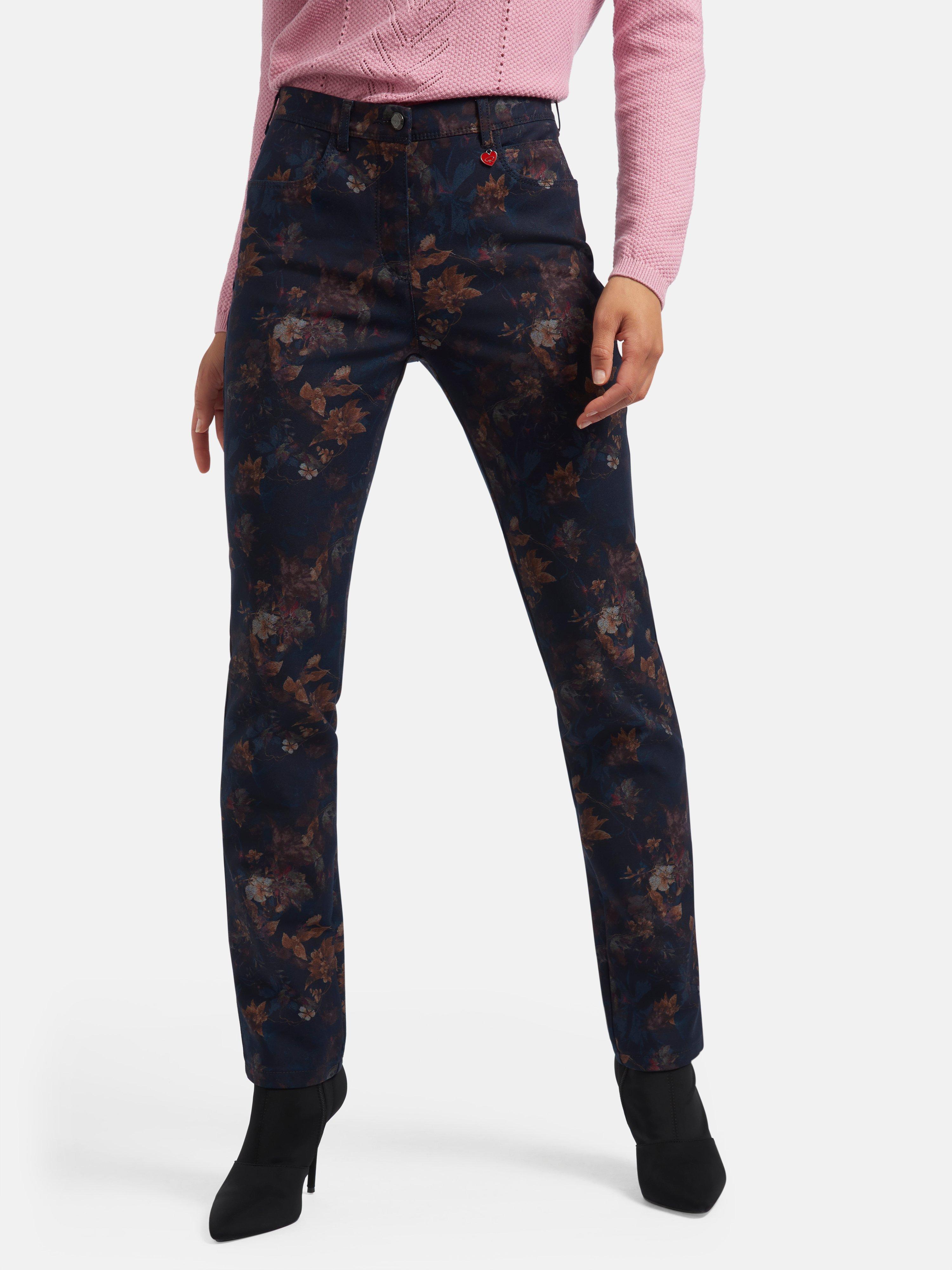 Relaxed By Toni Le Pantalon Dessin Fleuri Marine Multicolore