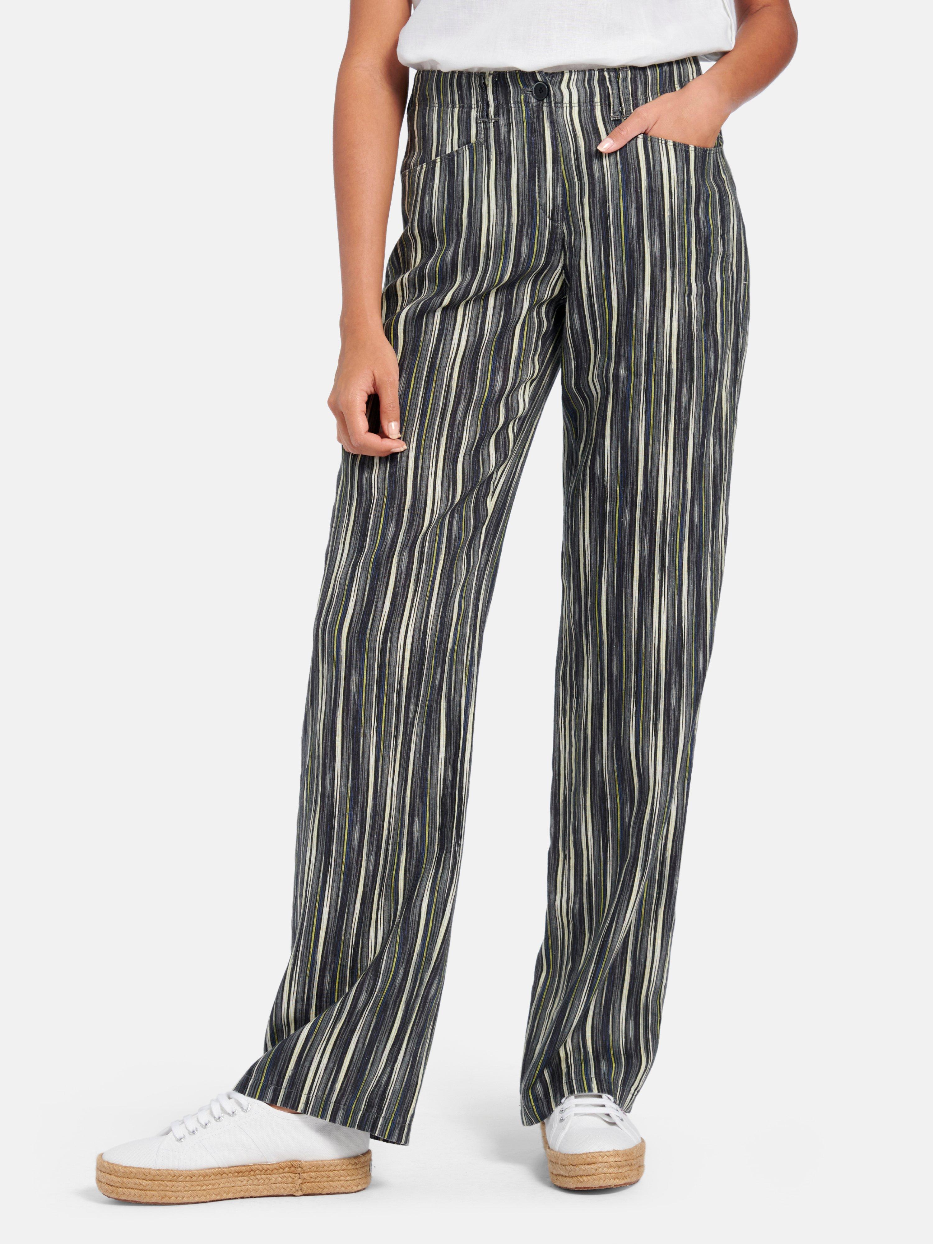 Brax Feel Good - Broek model Farina van 100% linnen - grijs/multicolour