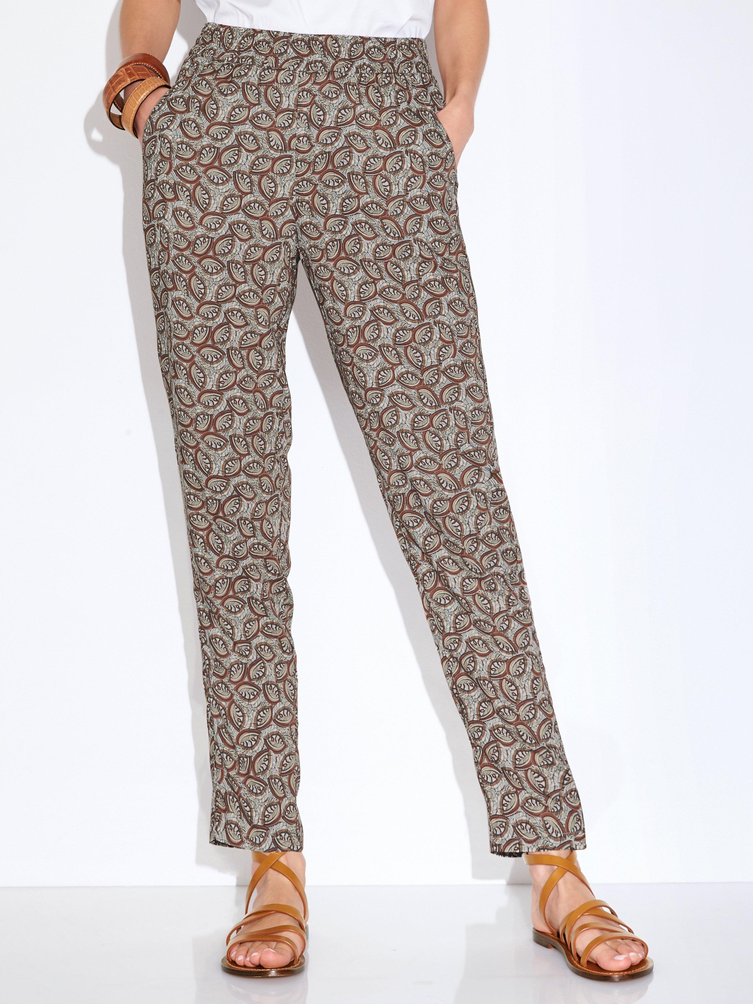 Peter Hahn Ankle Length Trousers In Pull On Style Multicoloured