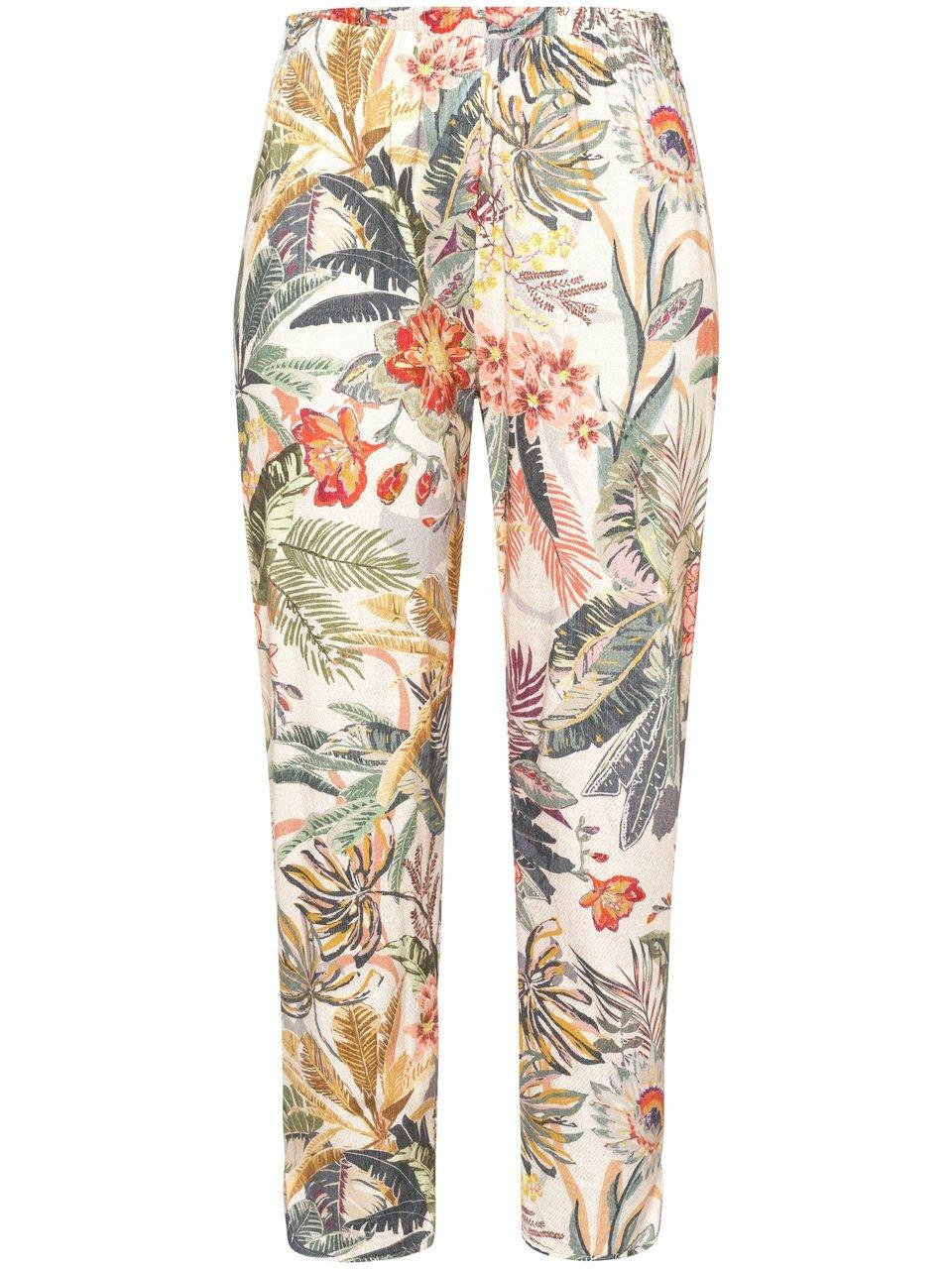 Broek 100% katoen bloemenprint Van Green Cotton beige