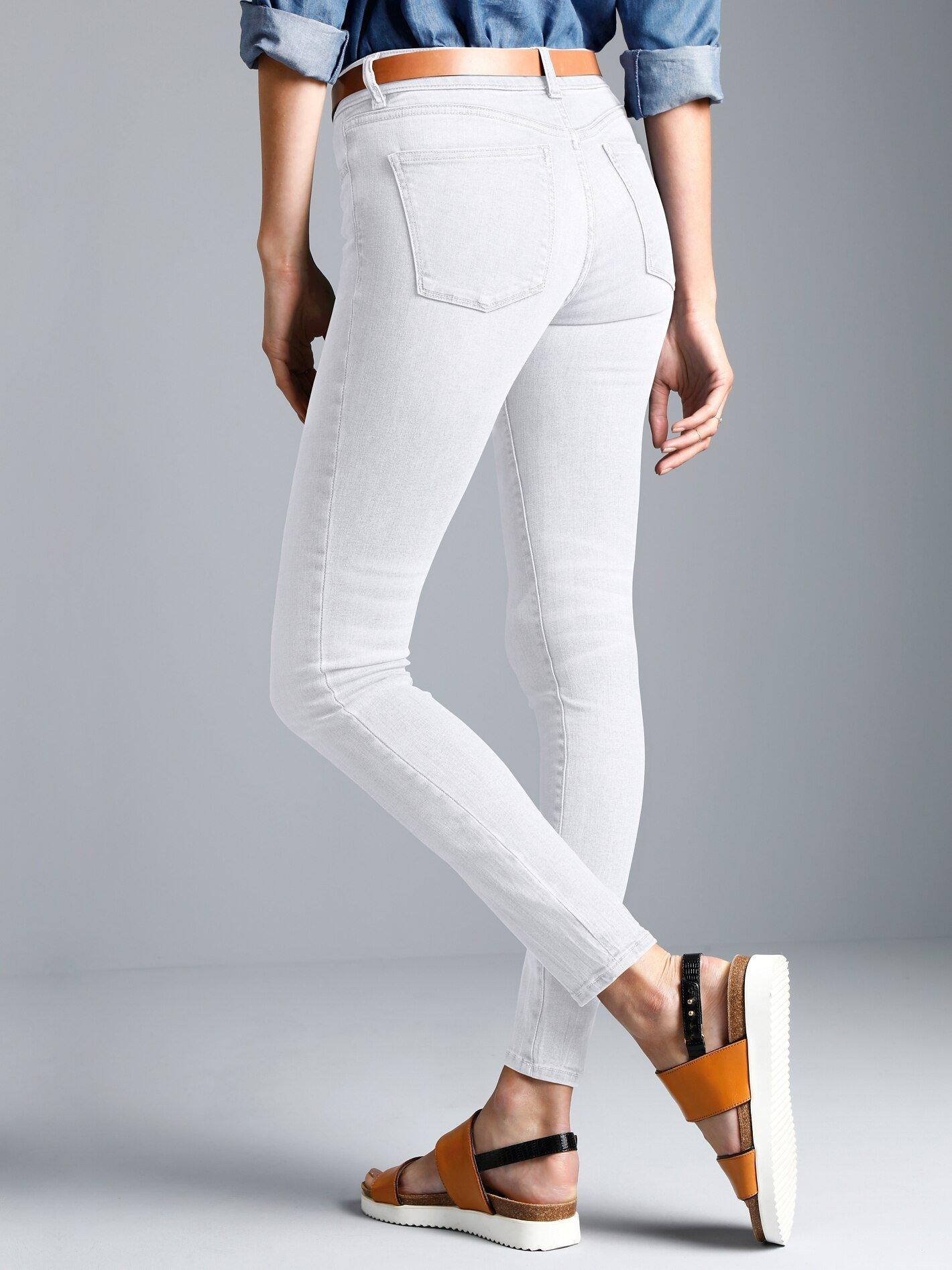 white ankle length jeans