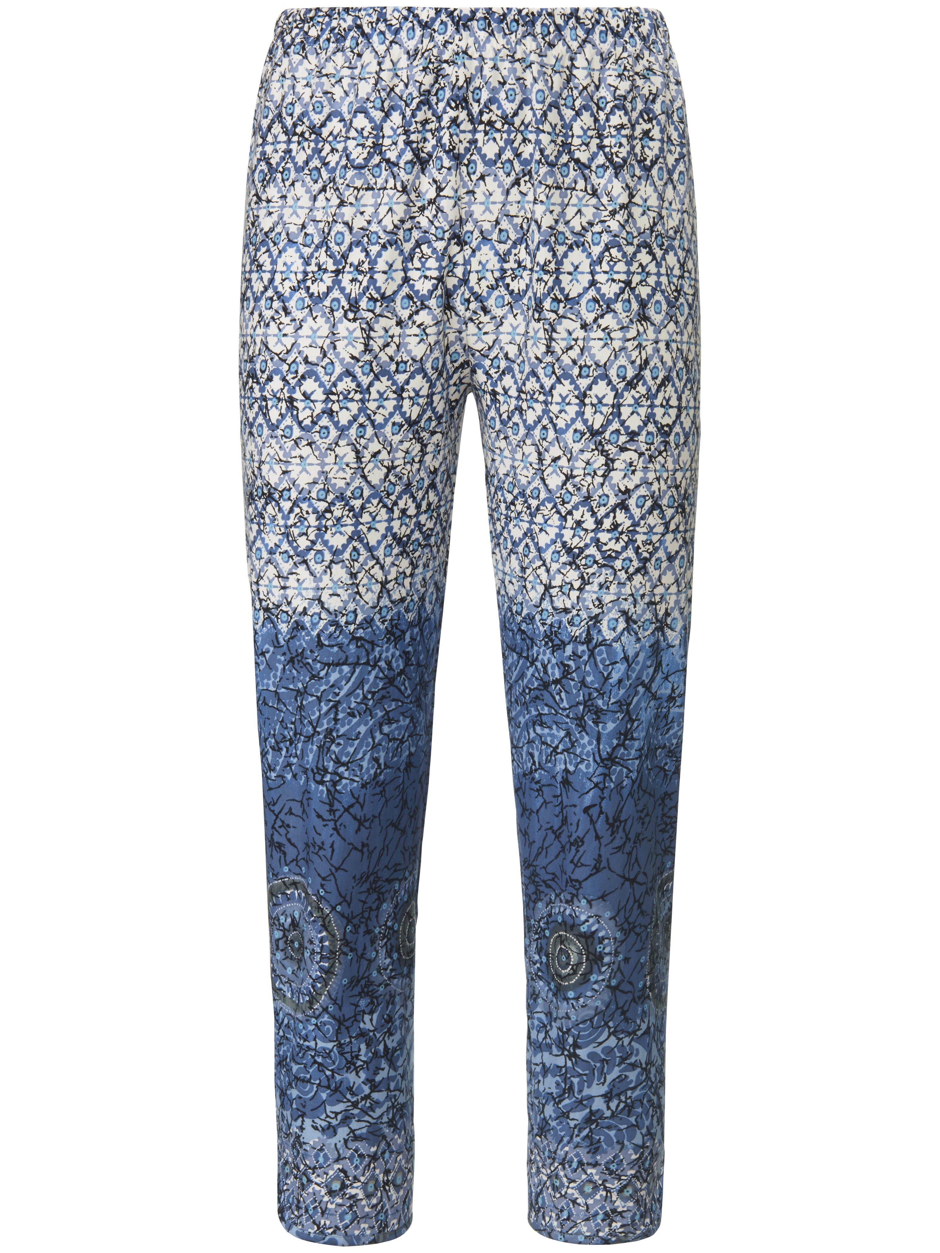 Green cotton 7/8-broek 100% katoen ornamentenprint Van  blauw