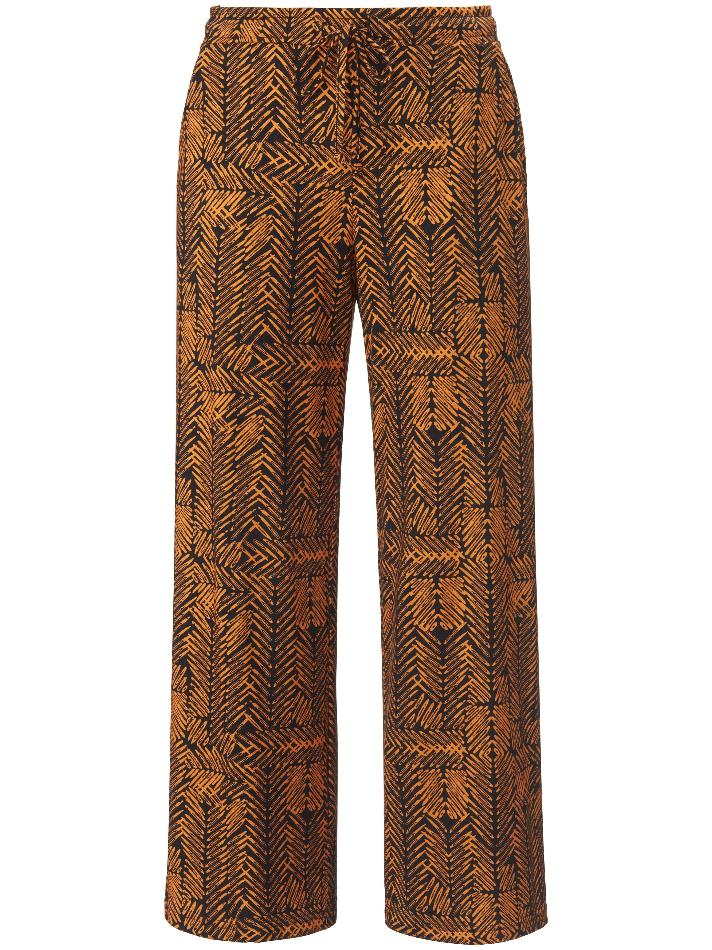 Enkellange broek 100% katoen zigzag-print Van Green Cotton zwart