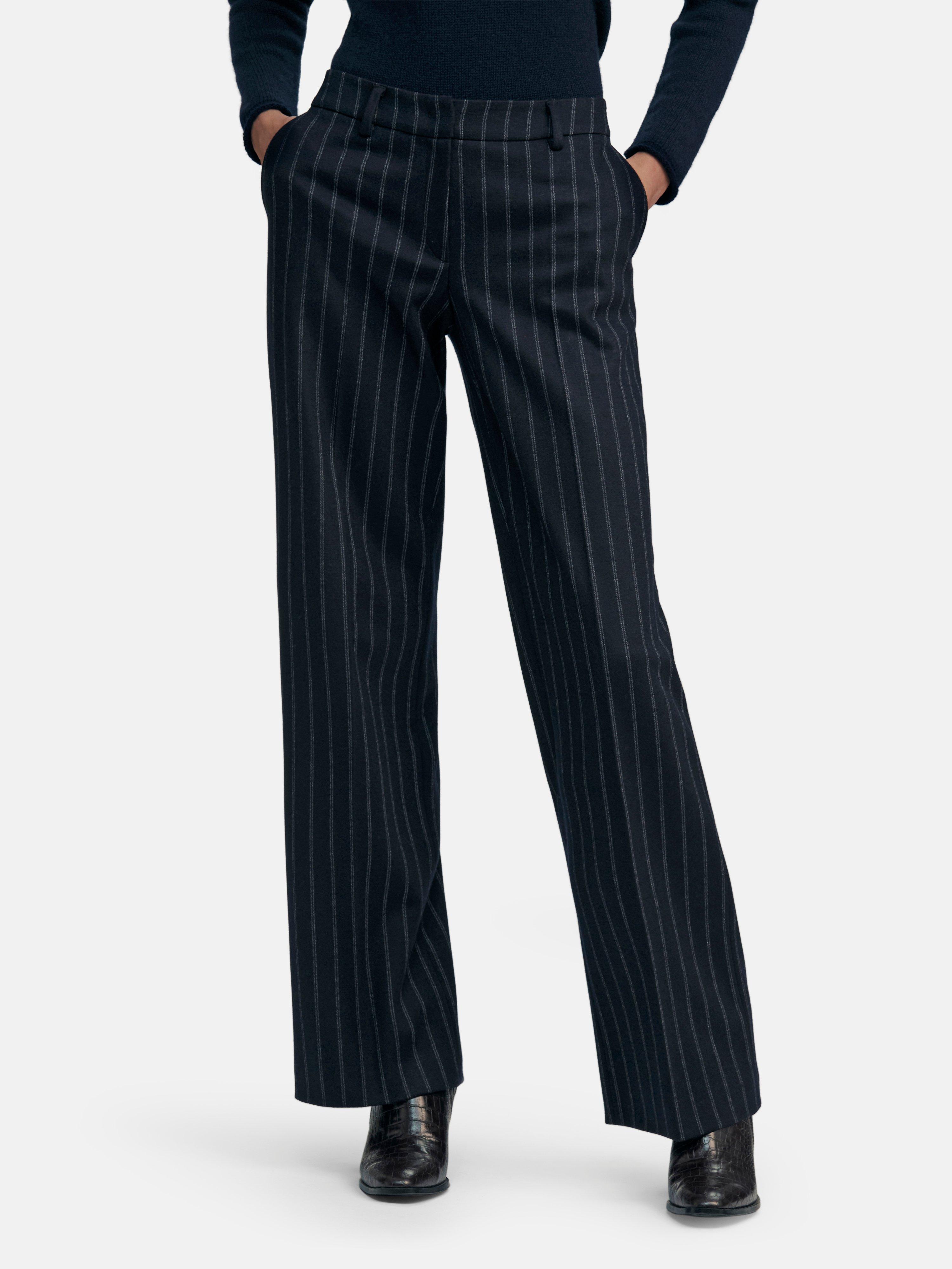 Fadenmeister Berlin - Jersey broek in wijd model met krijtstreepdessin