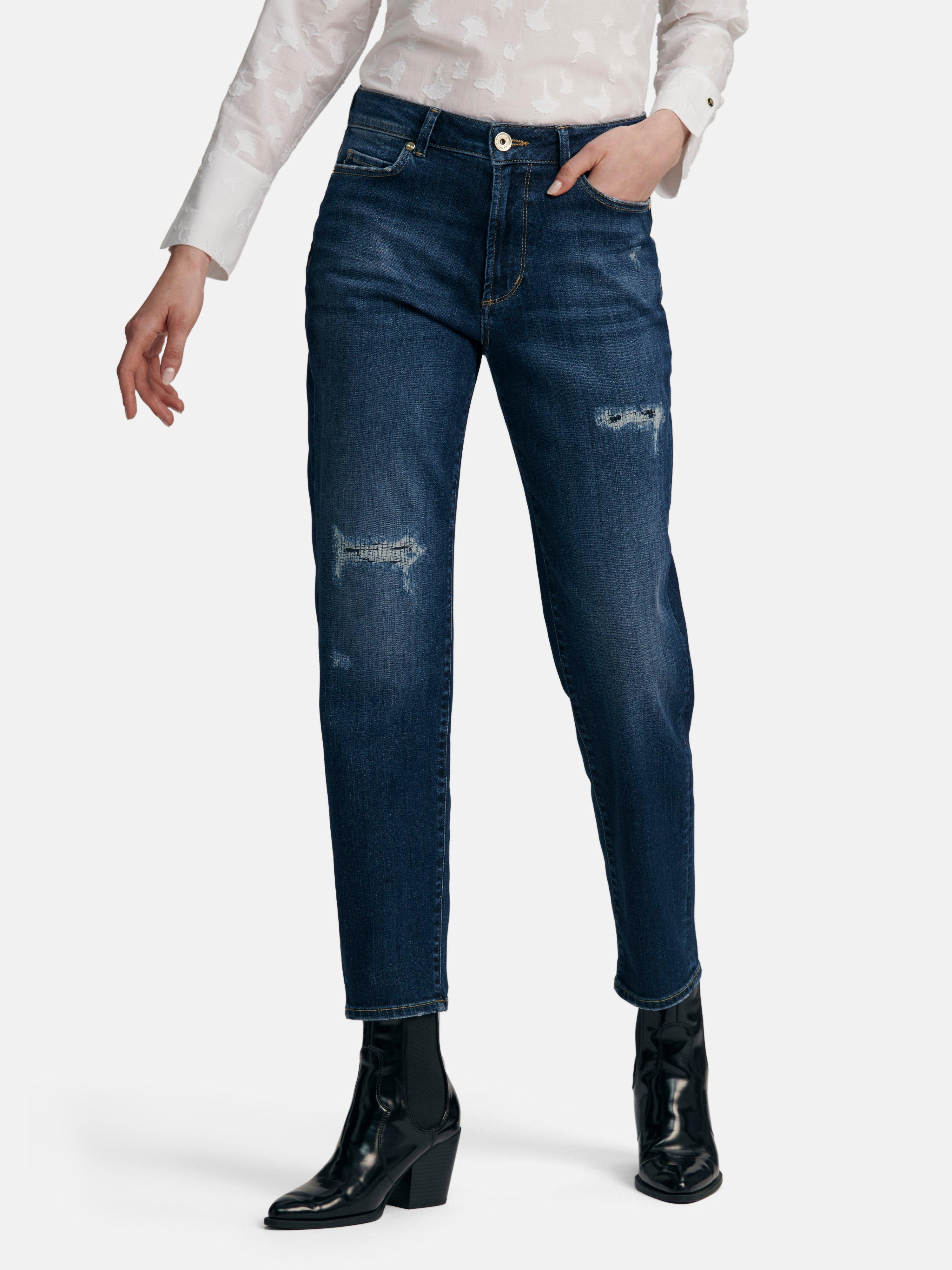 Joop! - Enkellange jeans met destroyed effecten