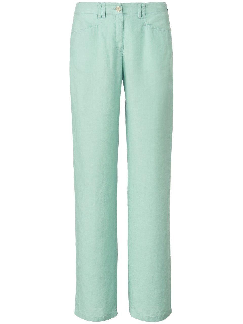 Feminine Fit-broek model Farina 100% linnen Van Brax Feel Good groen