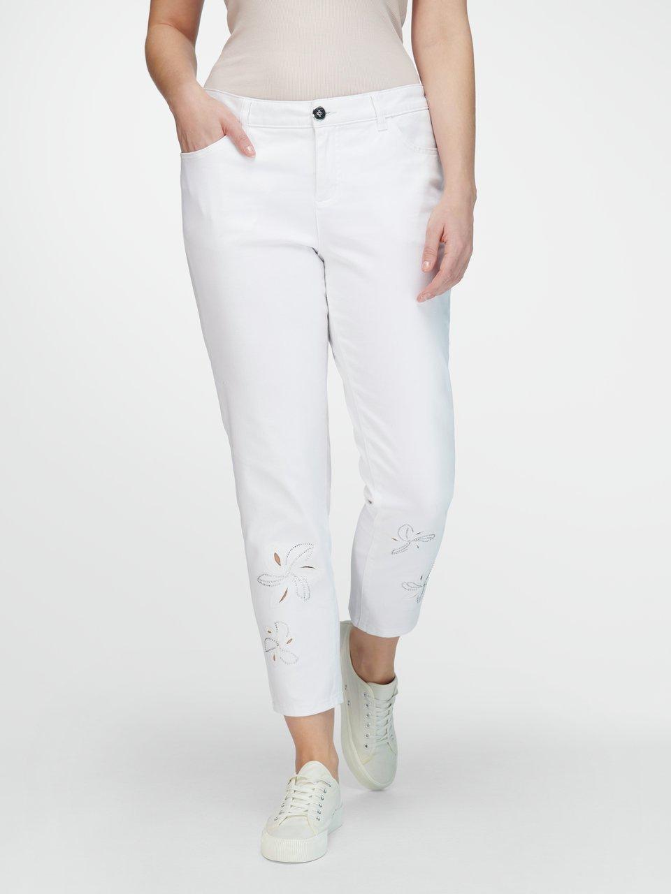 Aura - 7/8-jeans blomsterbroderi - Hvid