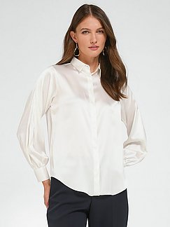 Set Zijden blouse wit-zwart gestreept patroon casual uitstraling Mode Blouses Zijden blouses 