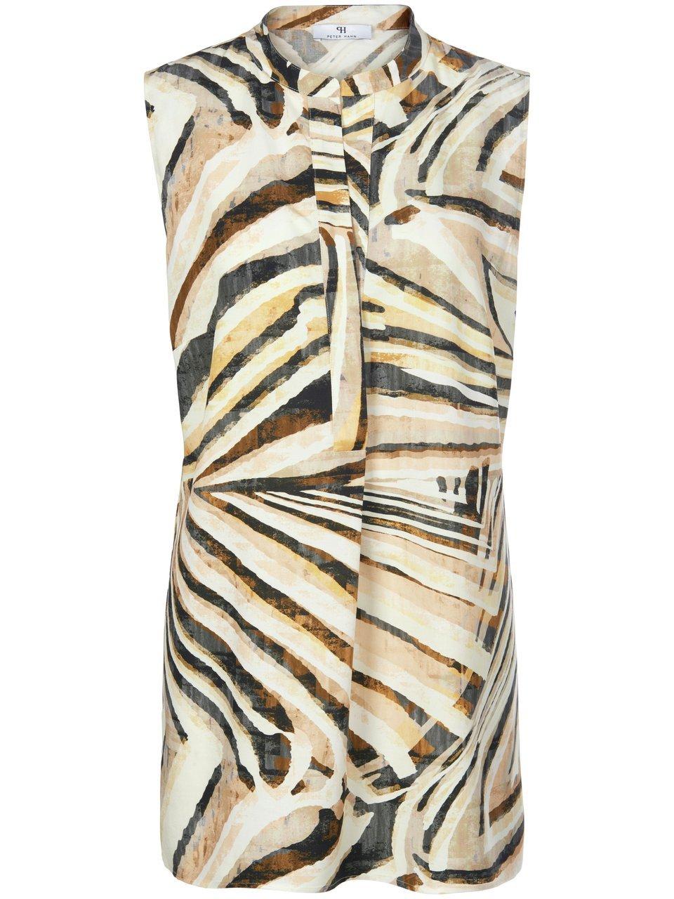 Mouwloze blouse safariprint Van Peter Hahn beige