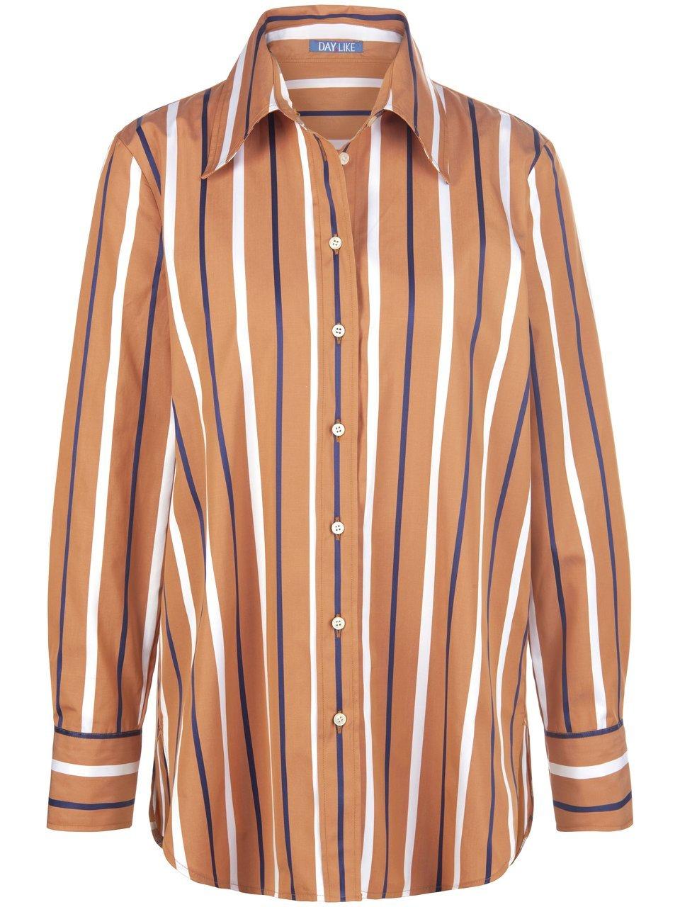 Lange blouse 100% katoen Van DAY.LIKE bruin