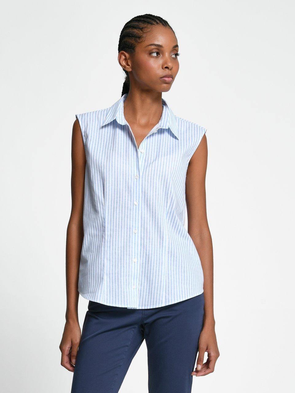 Slank gemakkelijk te kwetsen afbreken Peter Hahn - Mouwloze blouse met streepmotief - lichtblauw/wit