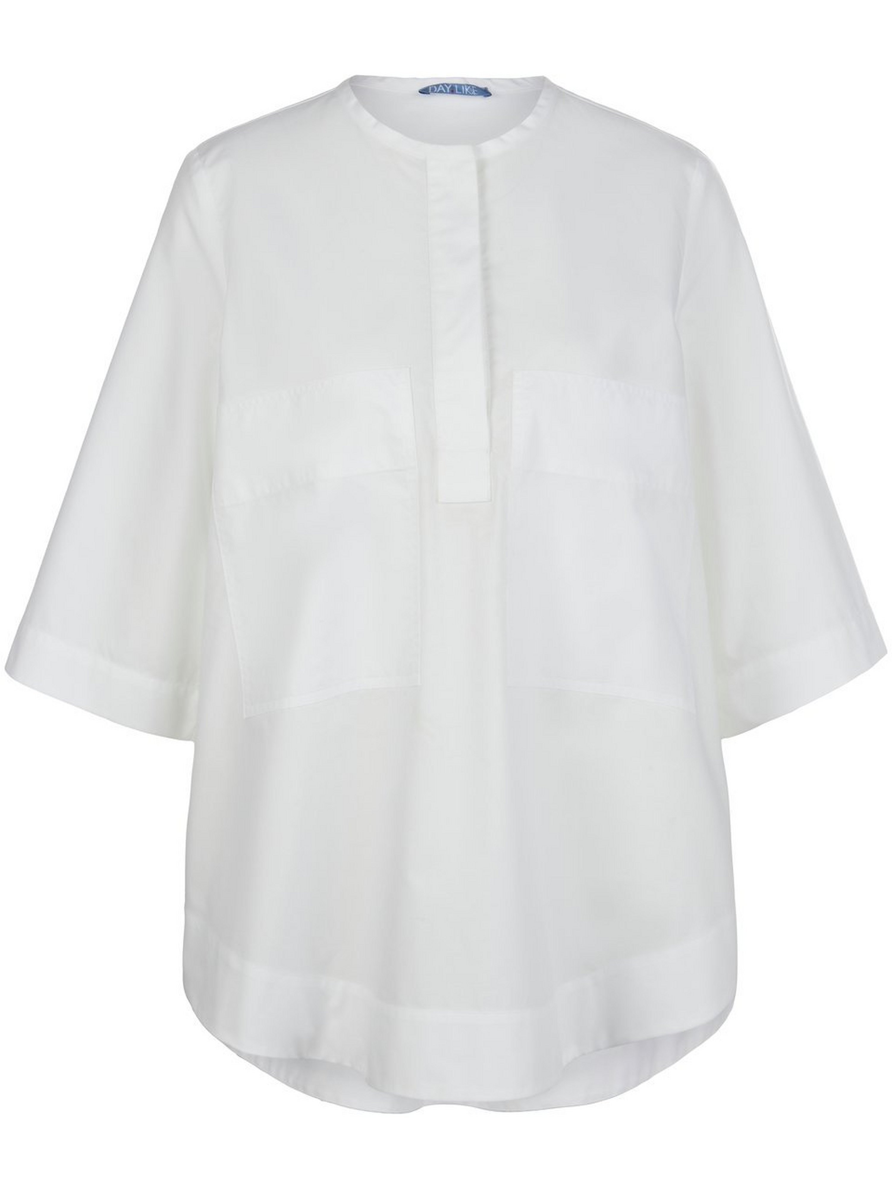Lange blouse 100% katoen Van DAY.LIKE wit