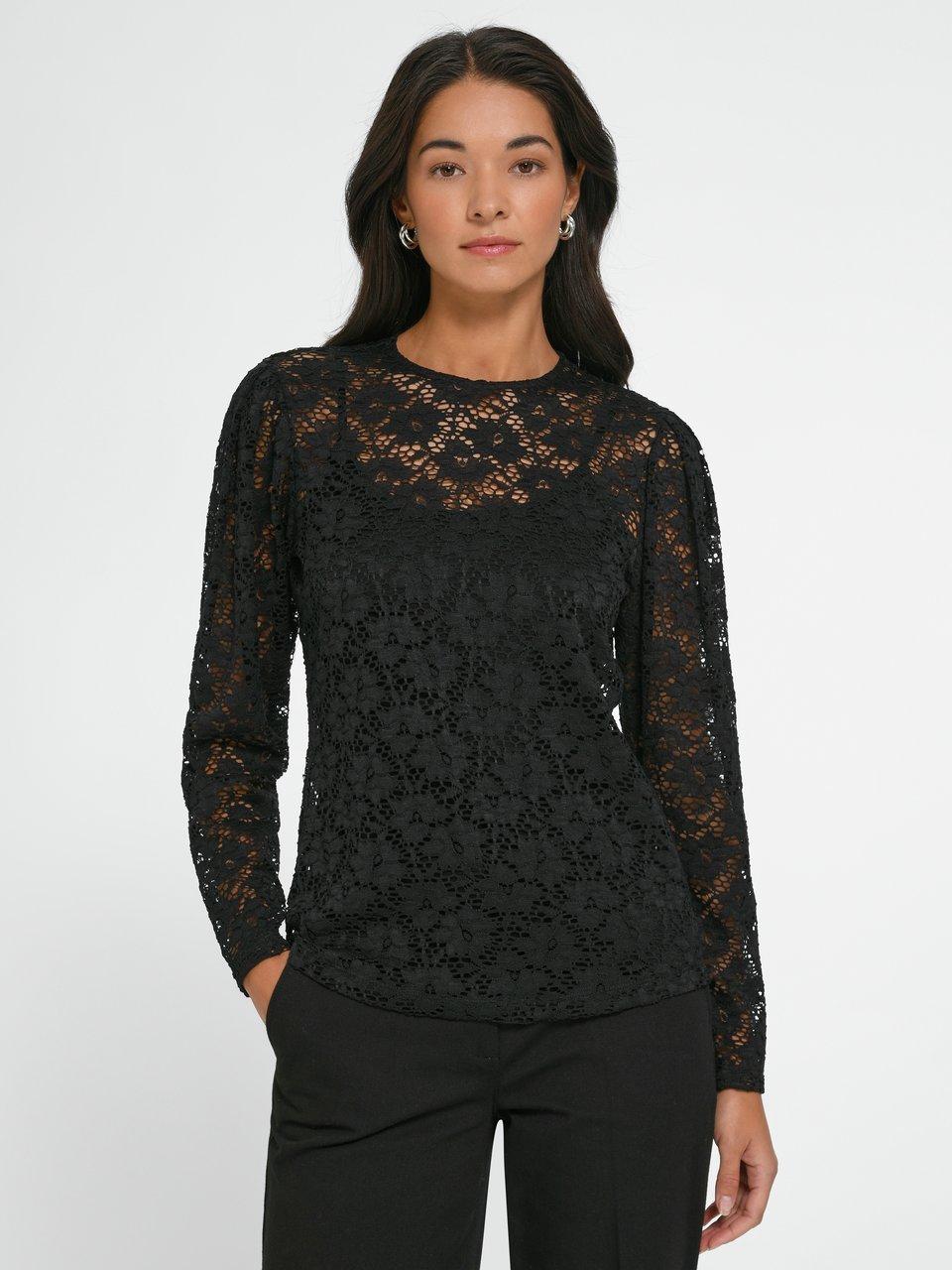 portray berlin La blouse en dentelle manches longues noir