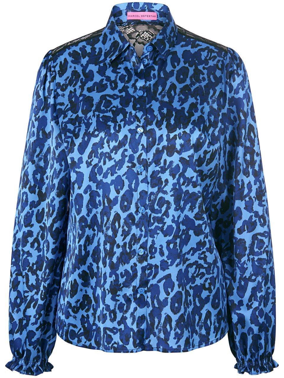 Blouse zijsplitten Van Marcel Ostertag blauw