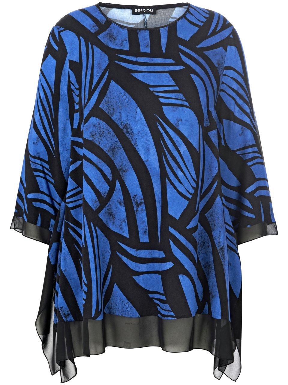 Lange blouse 100% viscose Van seeyou blauw