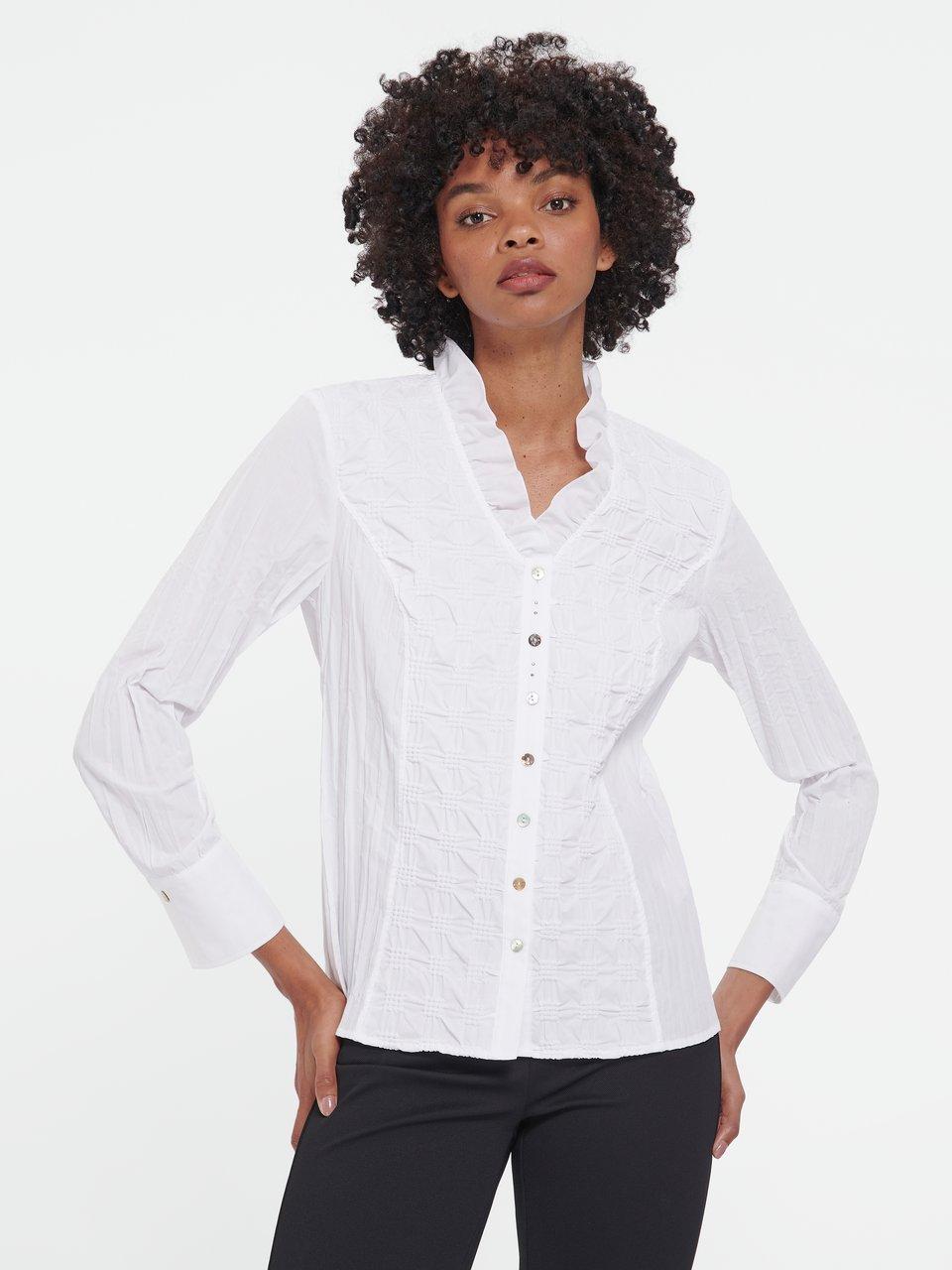 Just White - Bluse mit Rüschenkragen