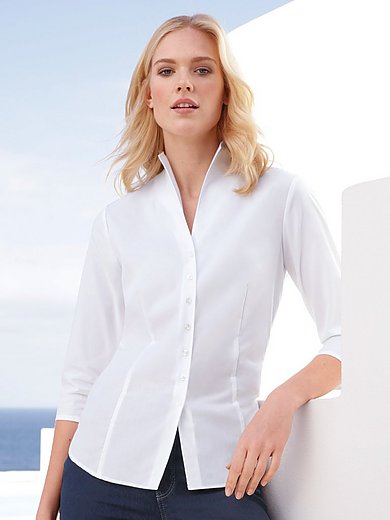 Eterna - Blouse with 3/4-length sleeves with slits - white