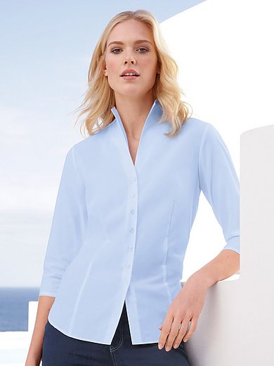 Eterna - Blouse with 3/4-length sleeves with slits - light blue