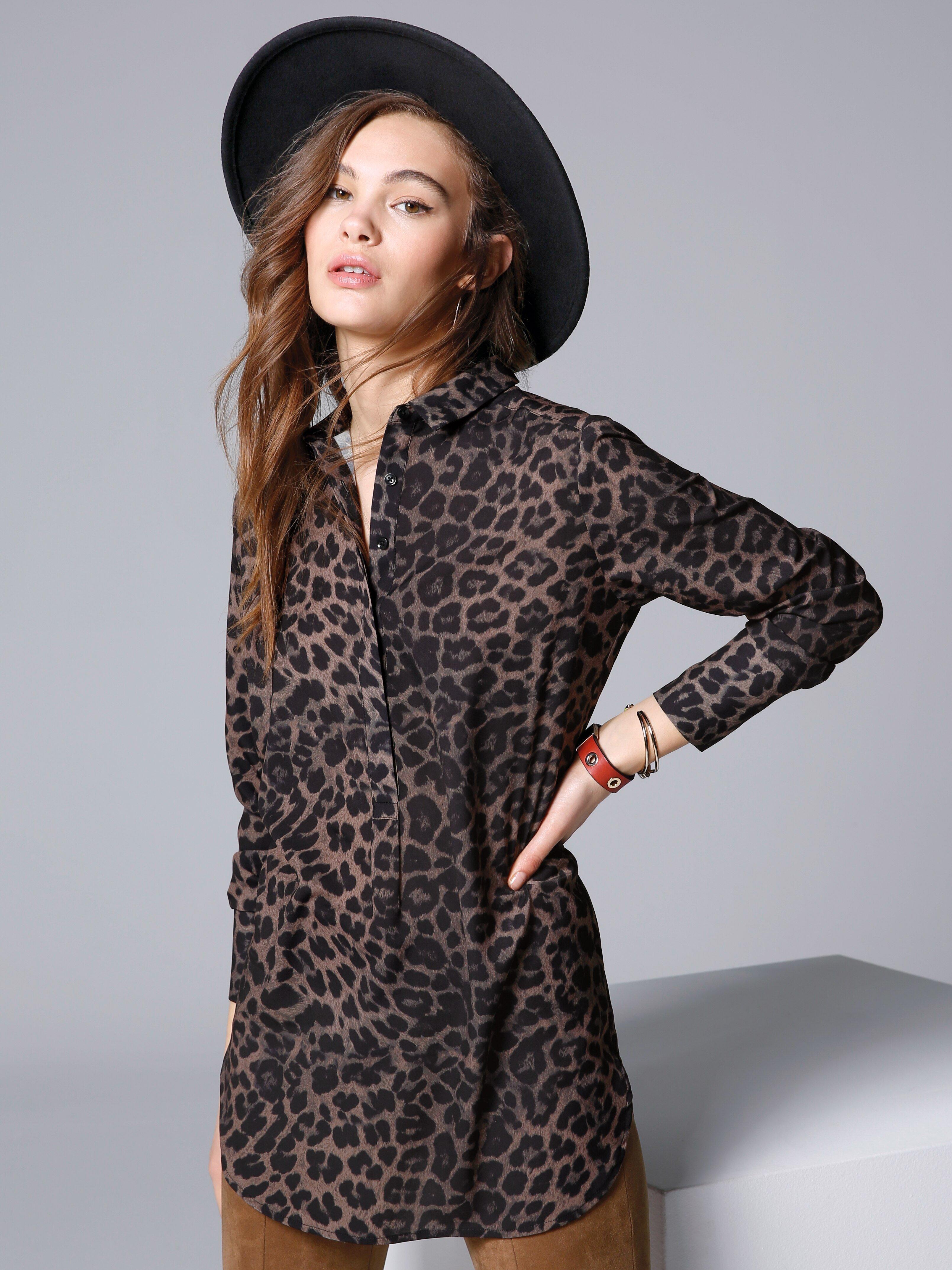 comma, - Tunika mit Leo-Print