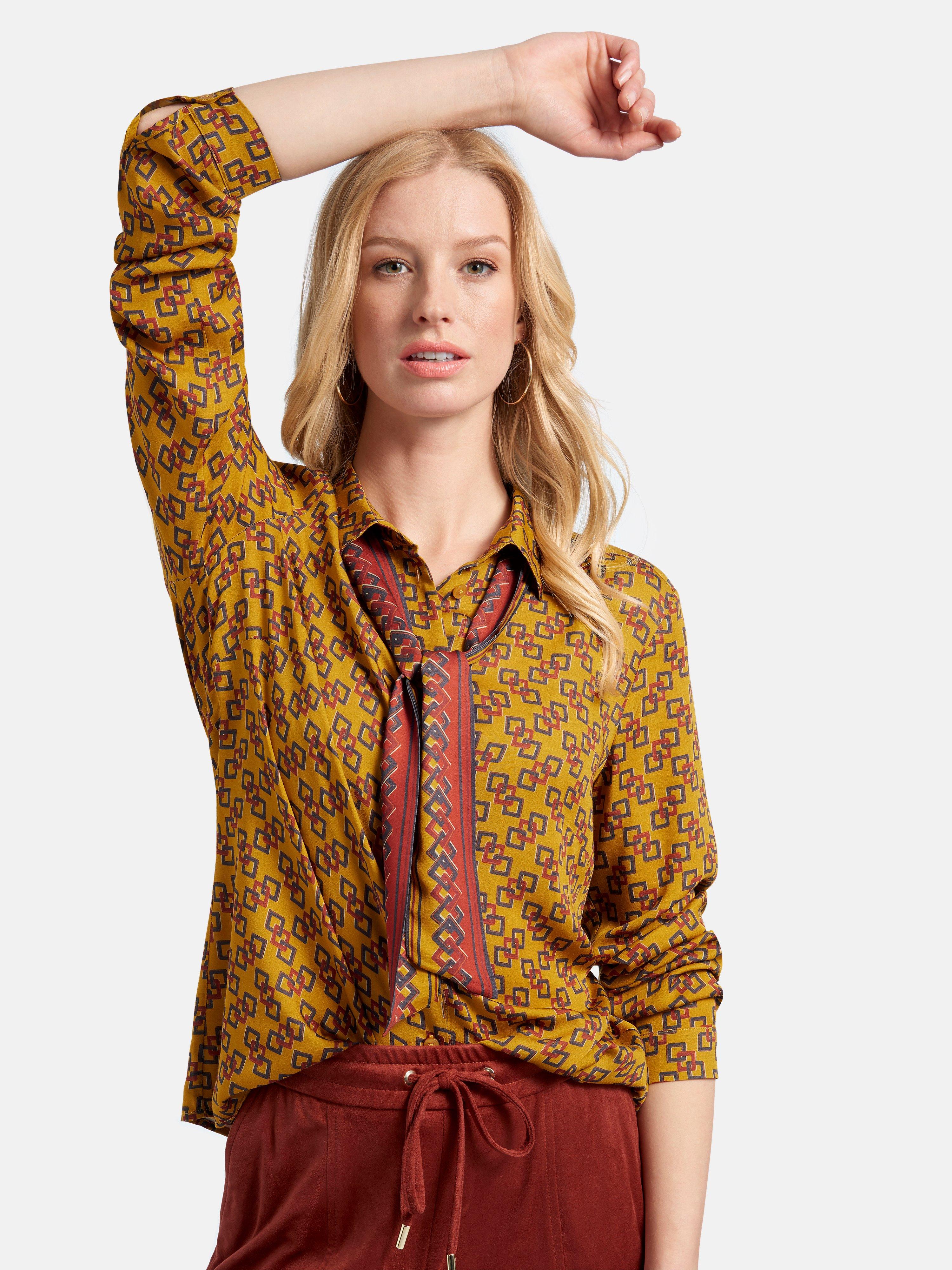 Basler - Blouse with long sleeves and graphic print - maize yellow