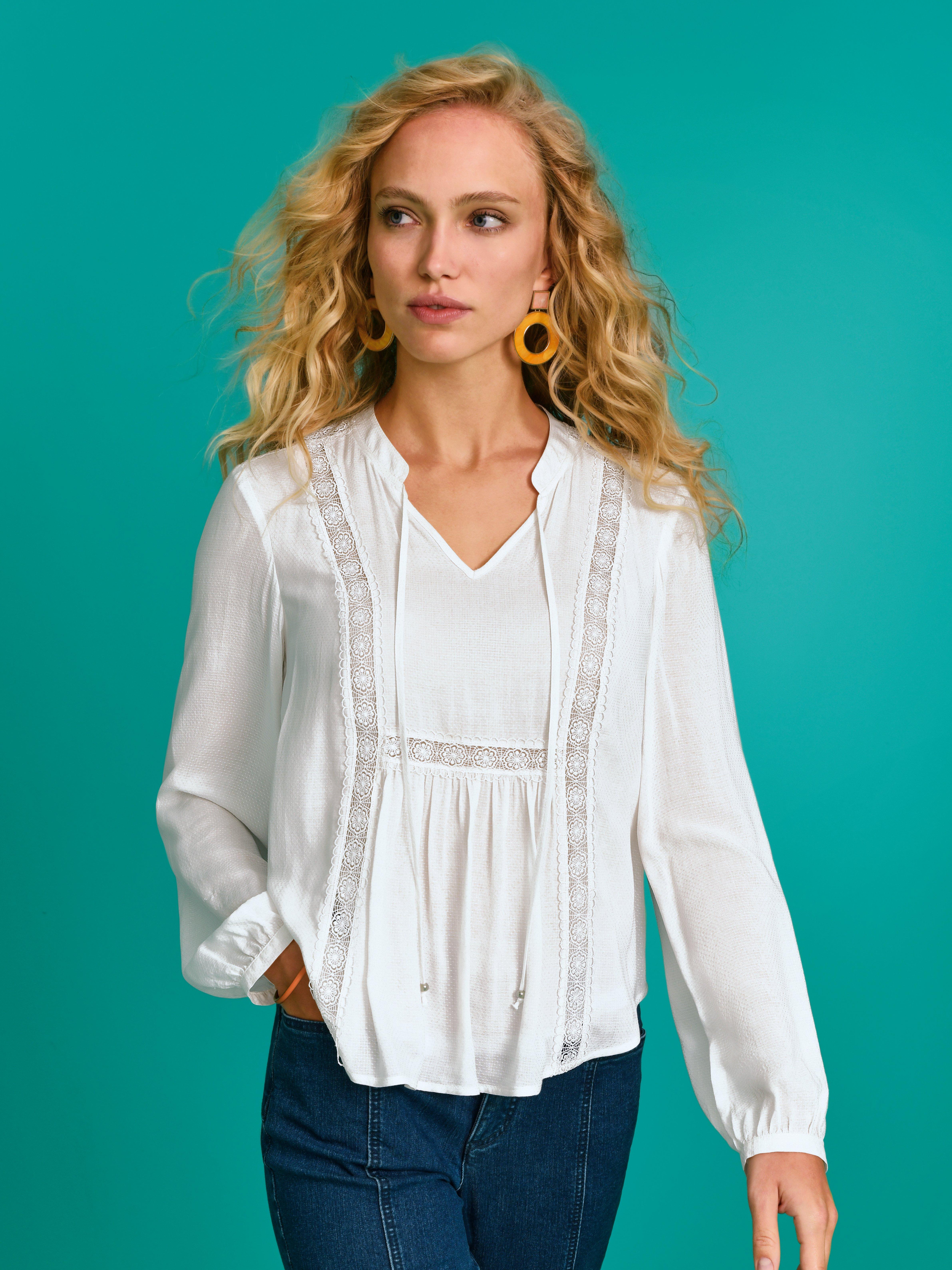 MYBC - Blouse met lange mouwen en kleine plooien voor
