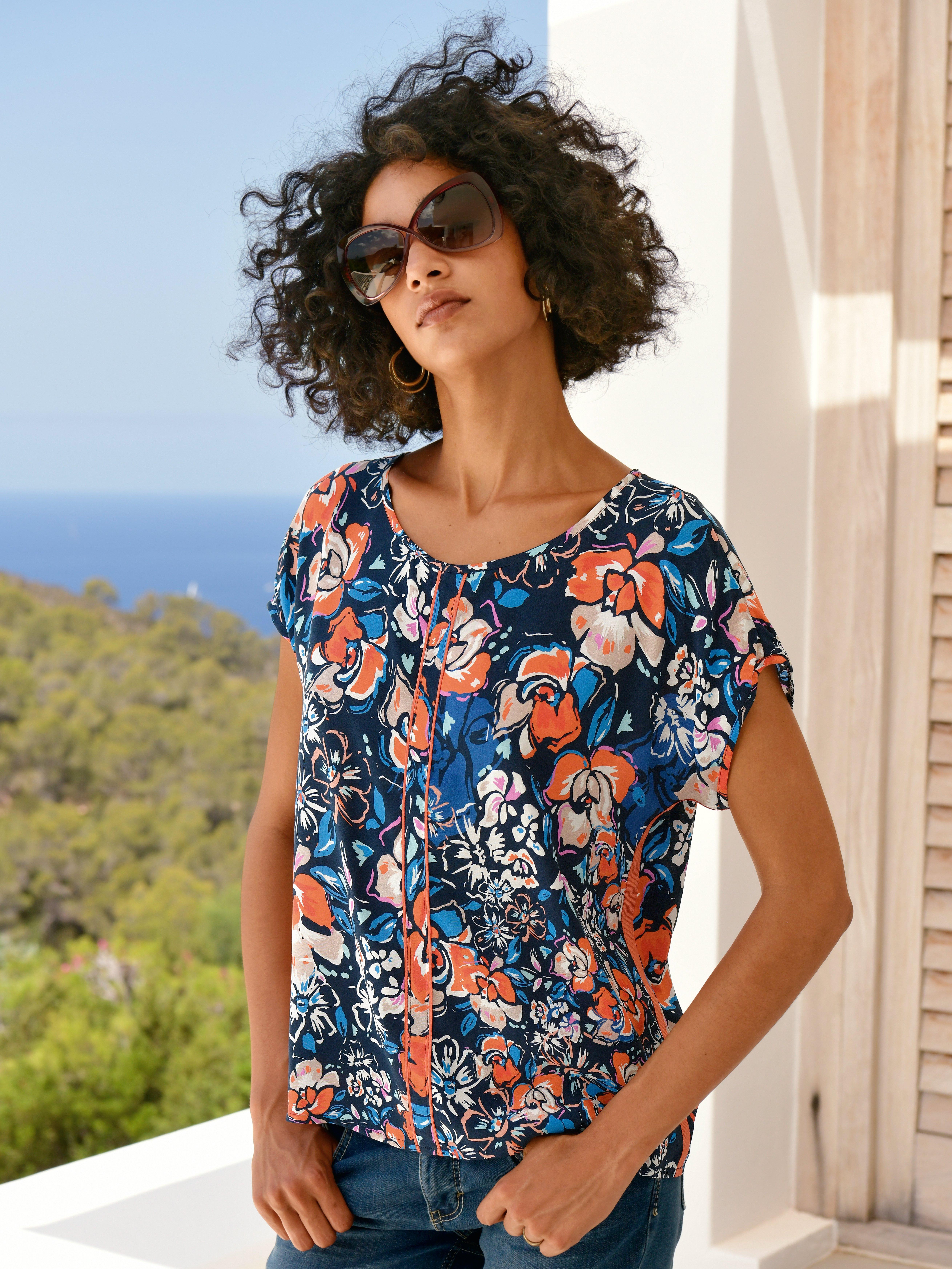 Peter Hahn - Shirt met aangeknipte mouwtjes en bloemenprint