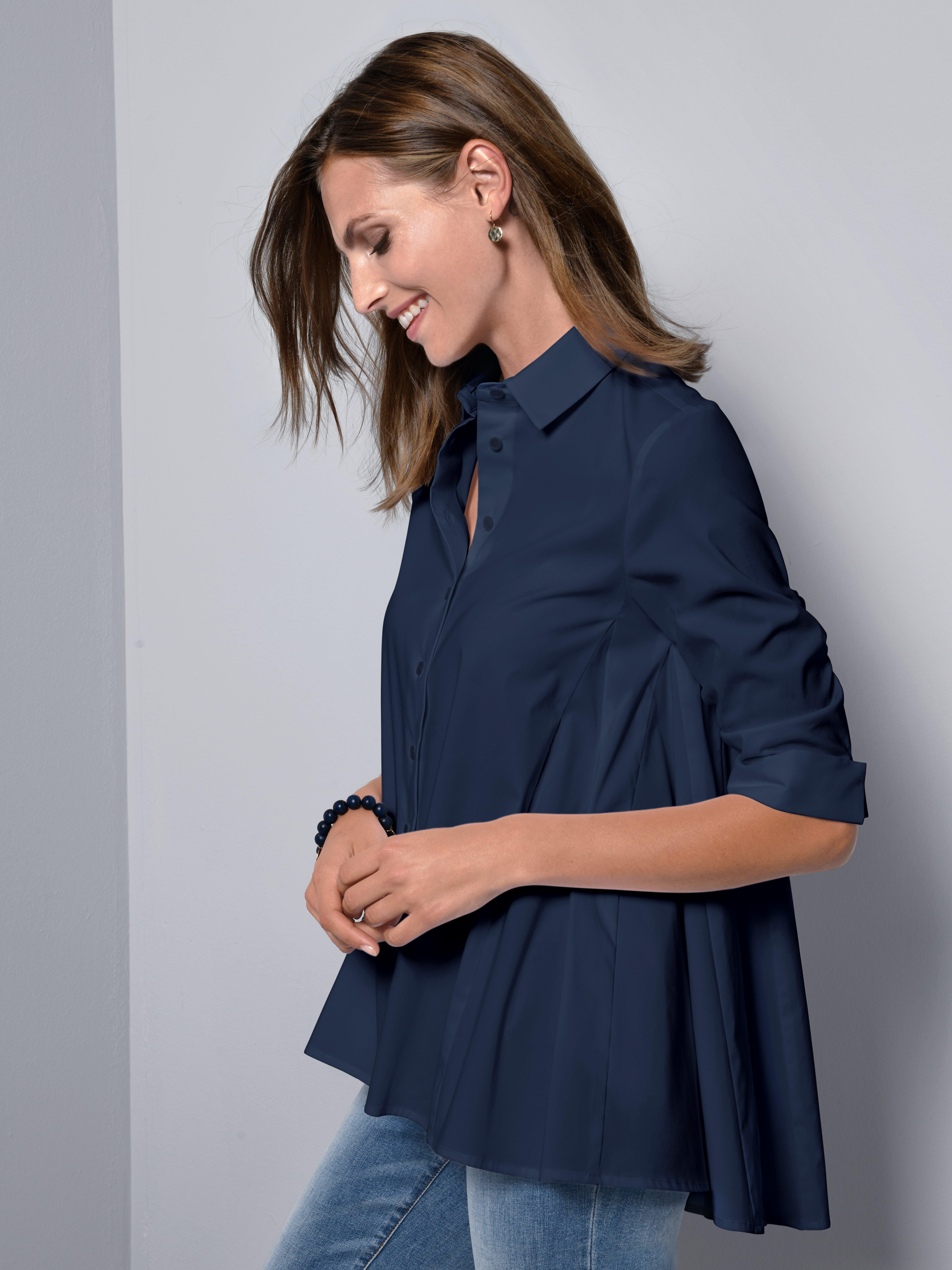 Steffen Schraut Blouse With 3 4 Length Sleeves Navy