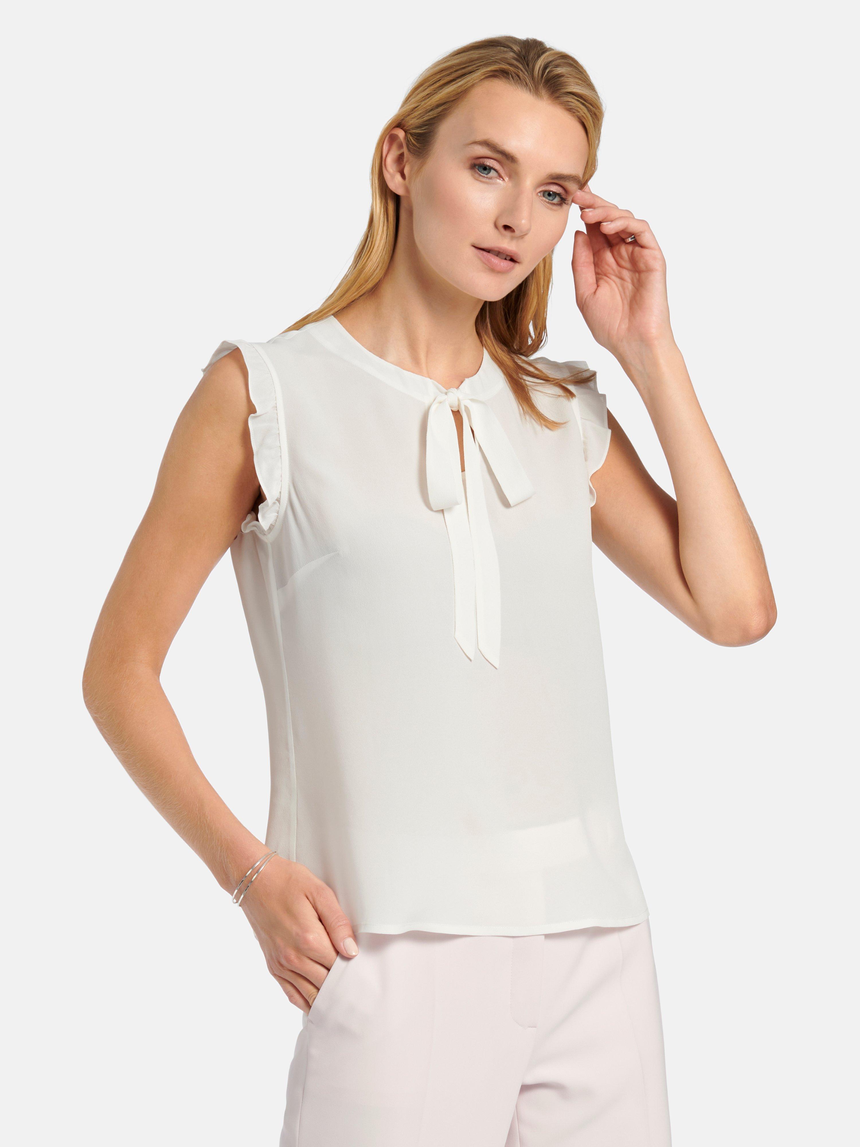 Uta Raasch - Blouse met korte kapmouwen en kraagstrik