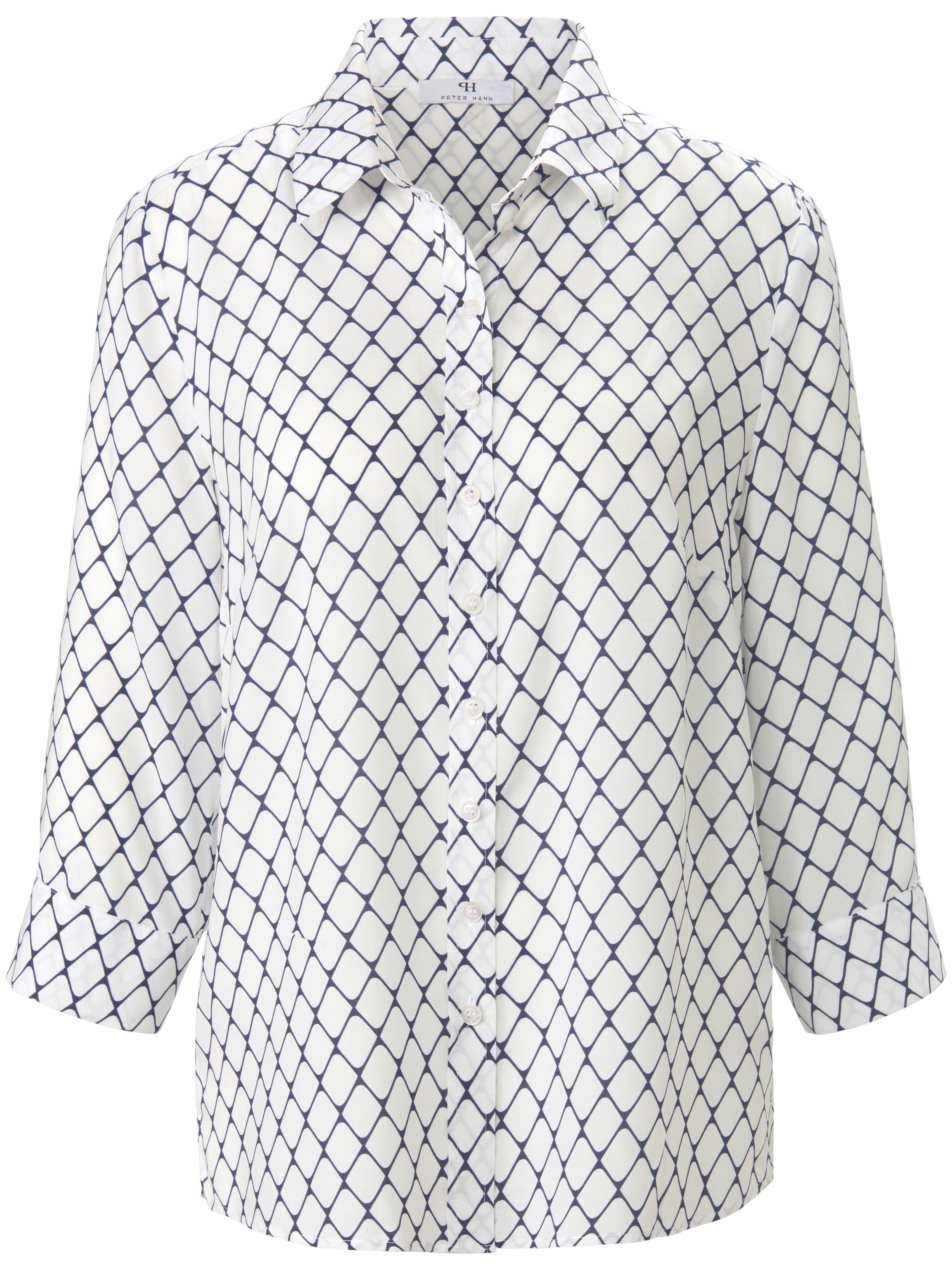 Blouse 3/4-mouwen en print Van Peter Hahn wit